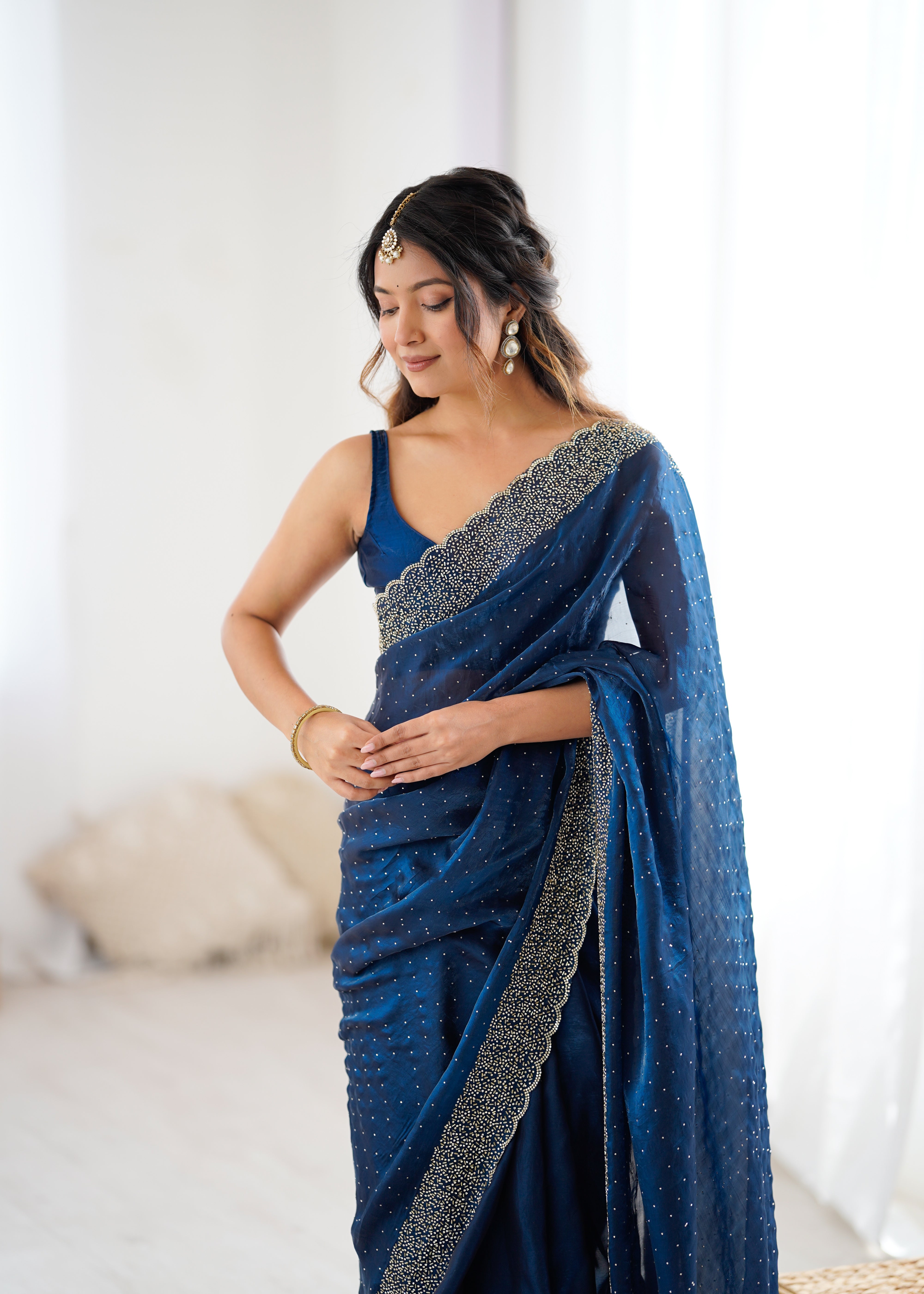 Petrol Graceful Wedding Wear Designer Sarees for Every Celebration