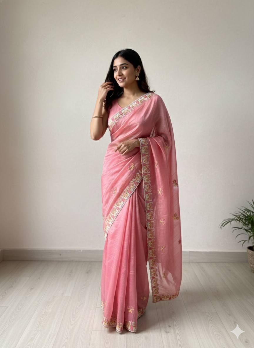 Pastel Organza Saree for Mehendi & Sangeet – Nardev Fashion