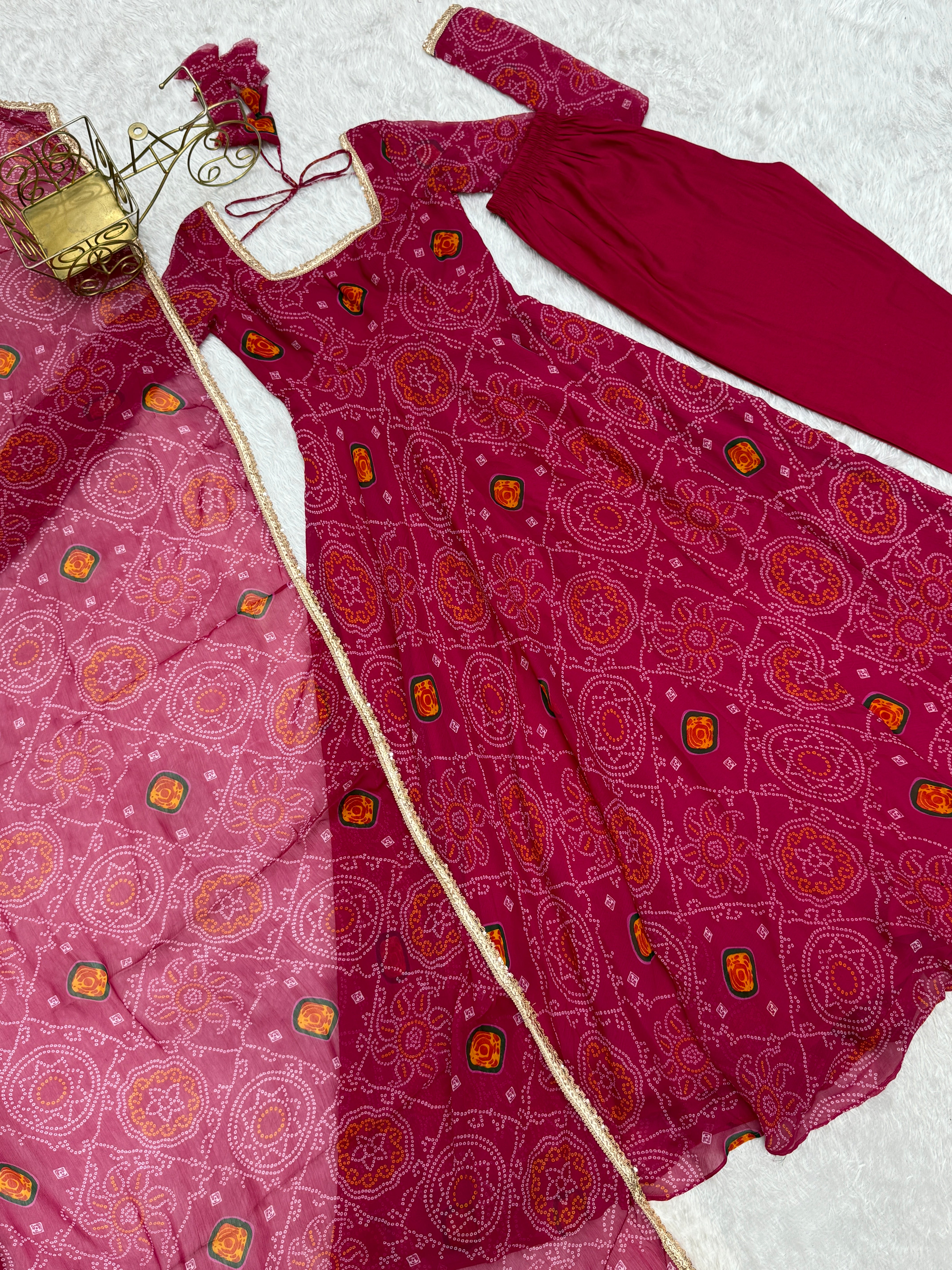 Pink Color Chiffon Floral Anarkali | Nardev Fashion