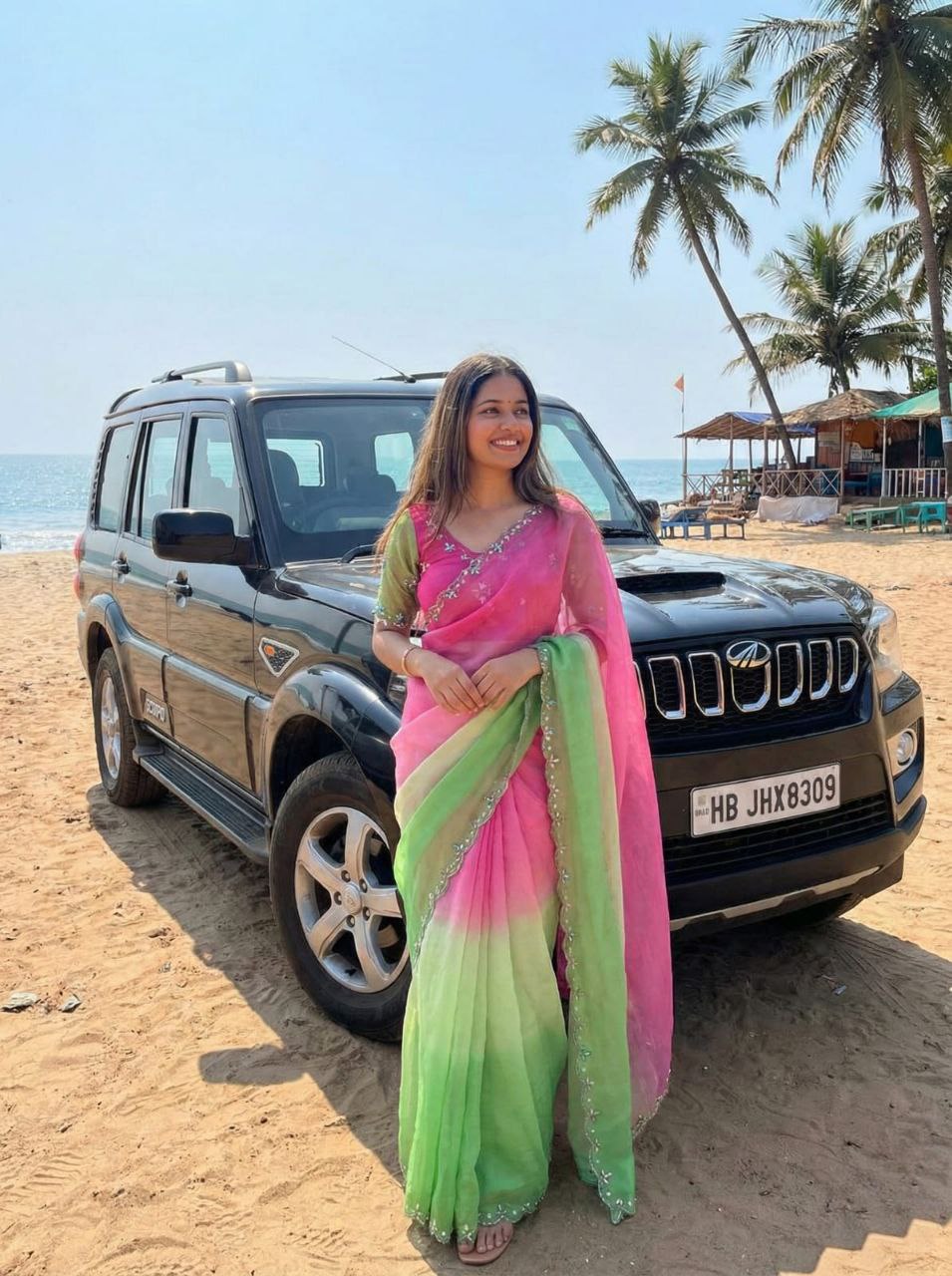 Pink Green Designer Handwork Saree with Stitched Blouse | Nardev Fashion | Party & Festive Wear 