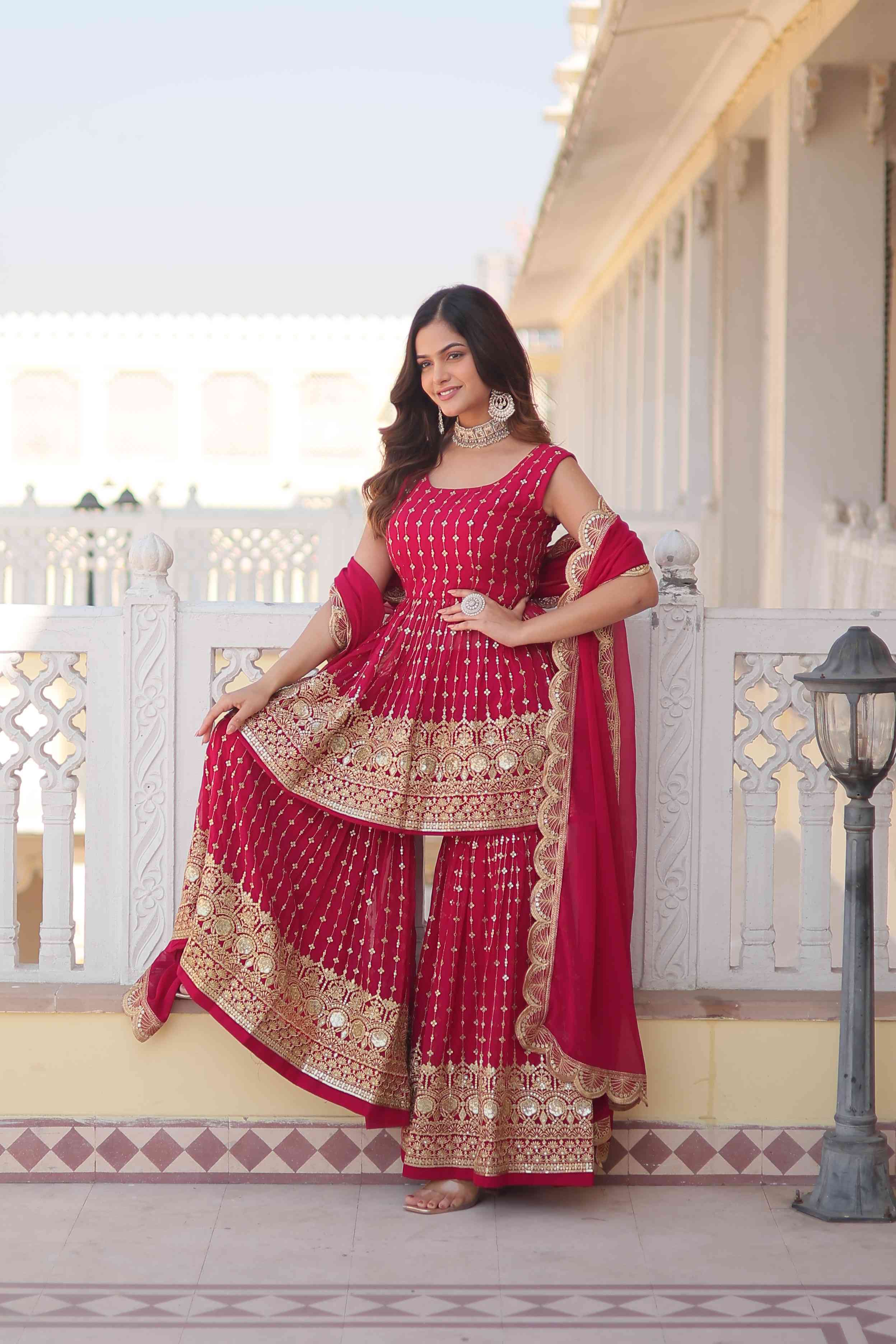 Pink Kurti Gharara with Duppatta