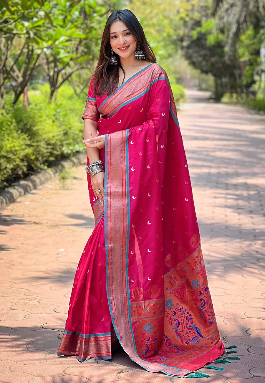 Pink Yeola Maharashtrian Paithani sarees