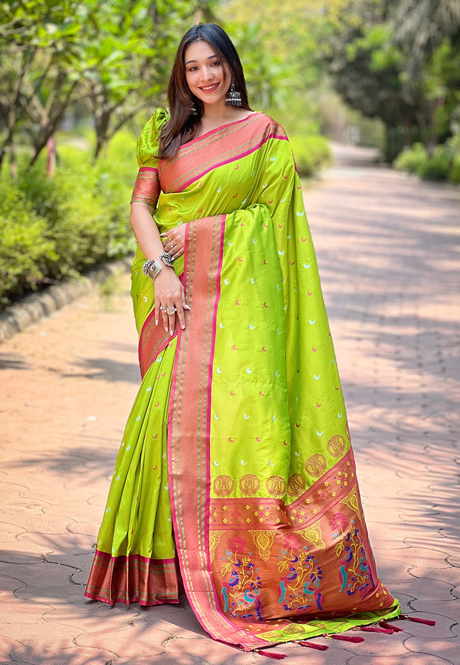 Pista Yeola Maharashtrian Paithani sarees