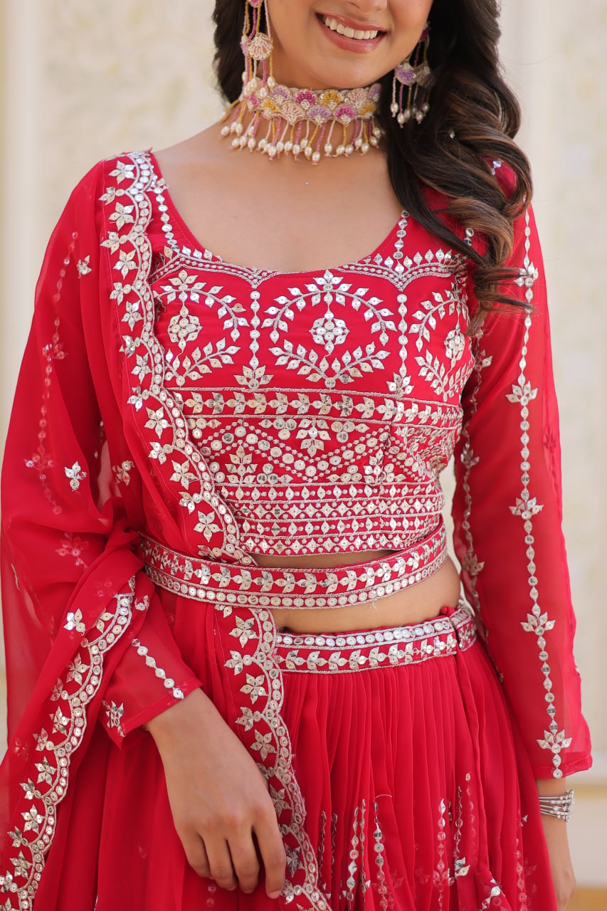 Pure Heavy Embroidery Georgette Lehenga Choli