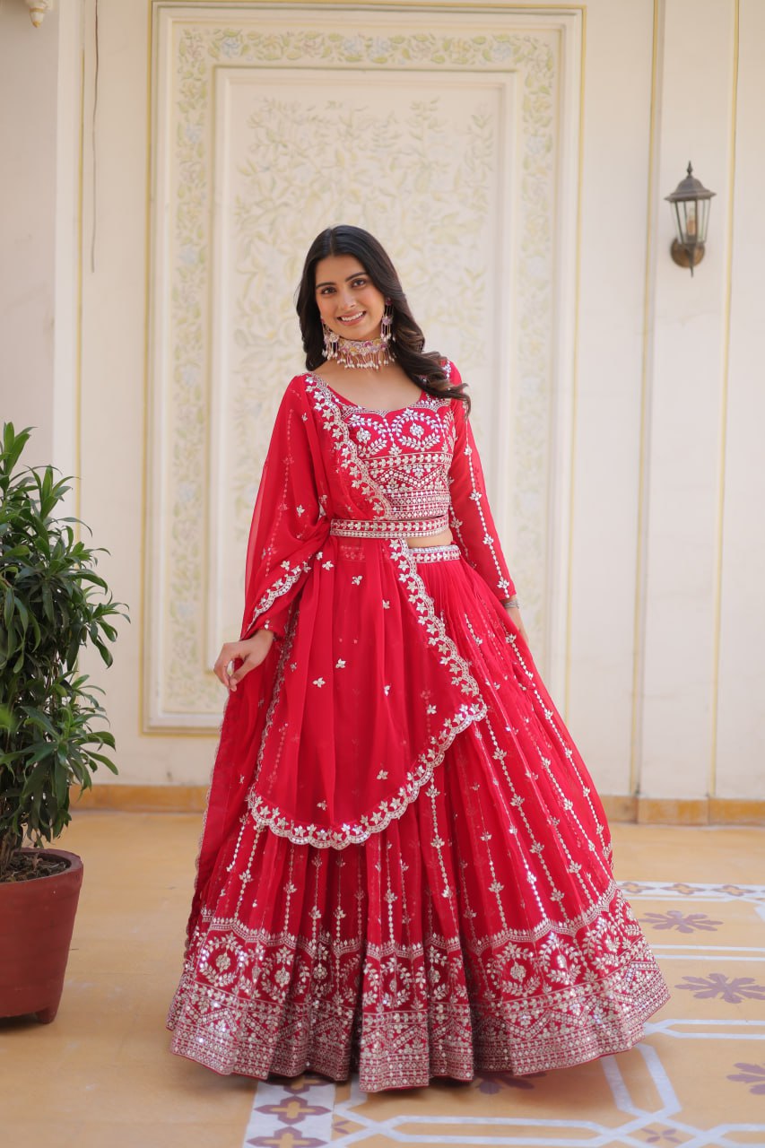 Pure Heavy Embroidery Georgette Lehenga Choli