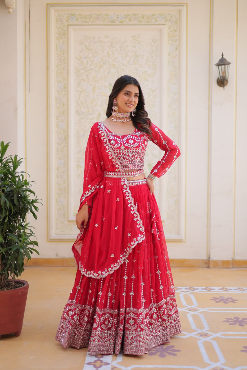 Pure Heavy Embroidery Georgette Lehenga Choli