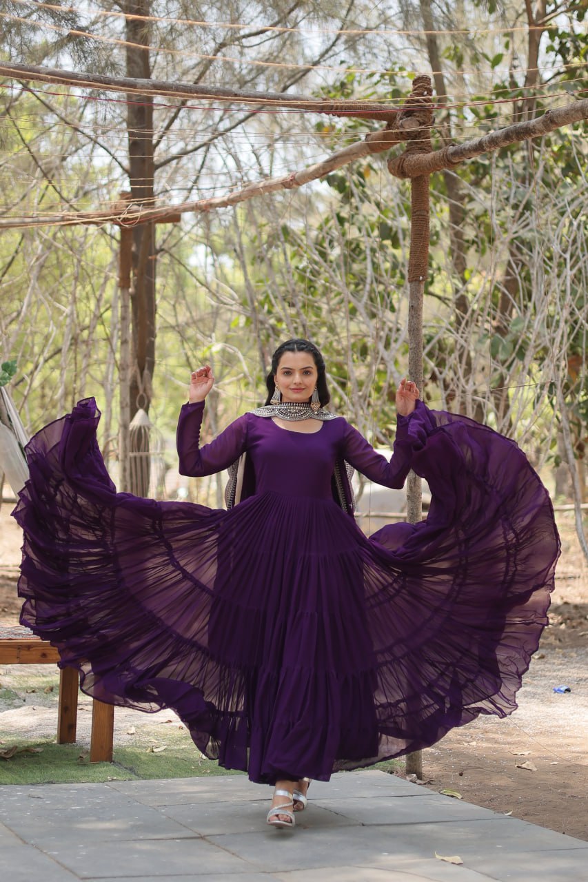 Purple Color Partywear Flaired Anarkali | Nardev Fashion