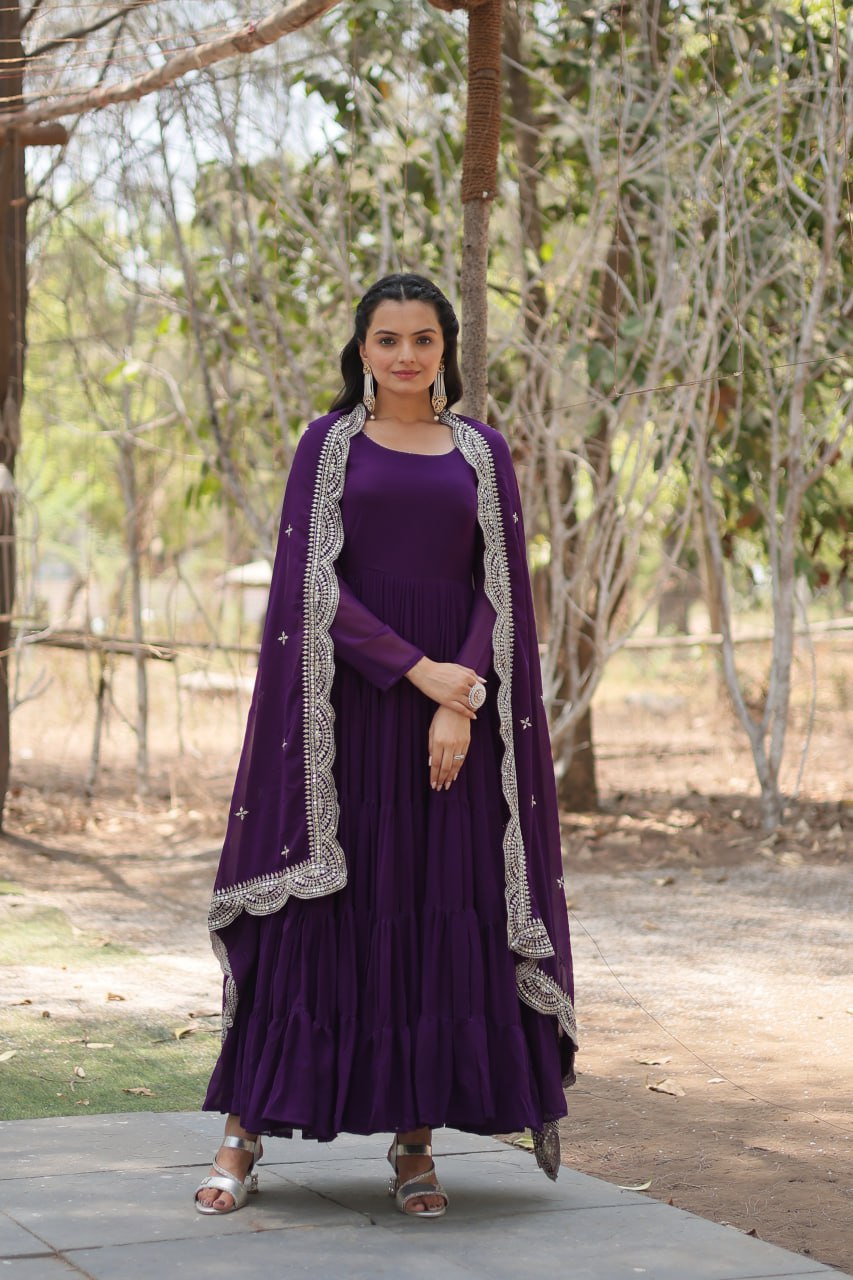 Purple Color Partywear Flaired Anarkali | Nardev Fashion