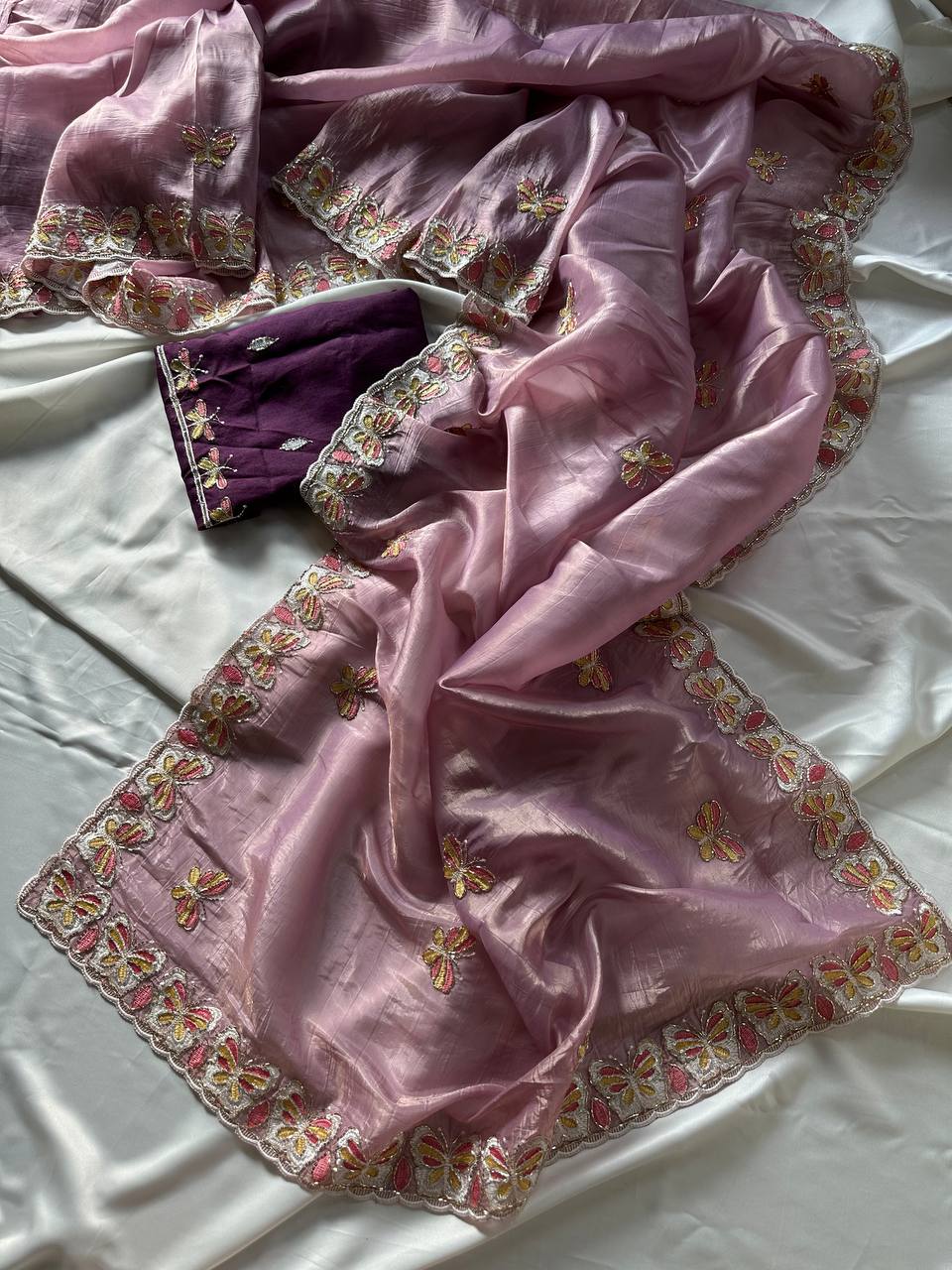 Pastel Organza Saree for Mehendi & Sangeet – Nardev Fashion