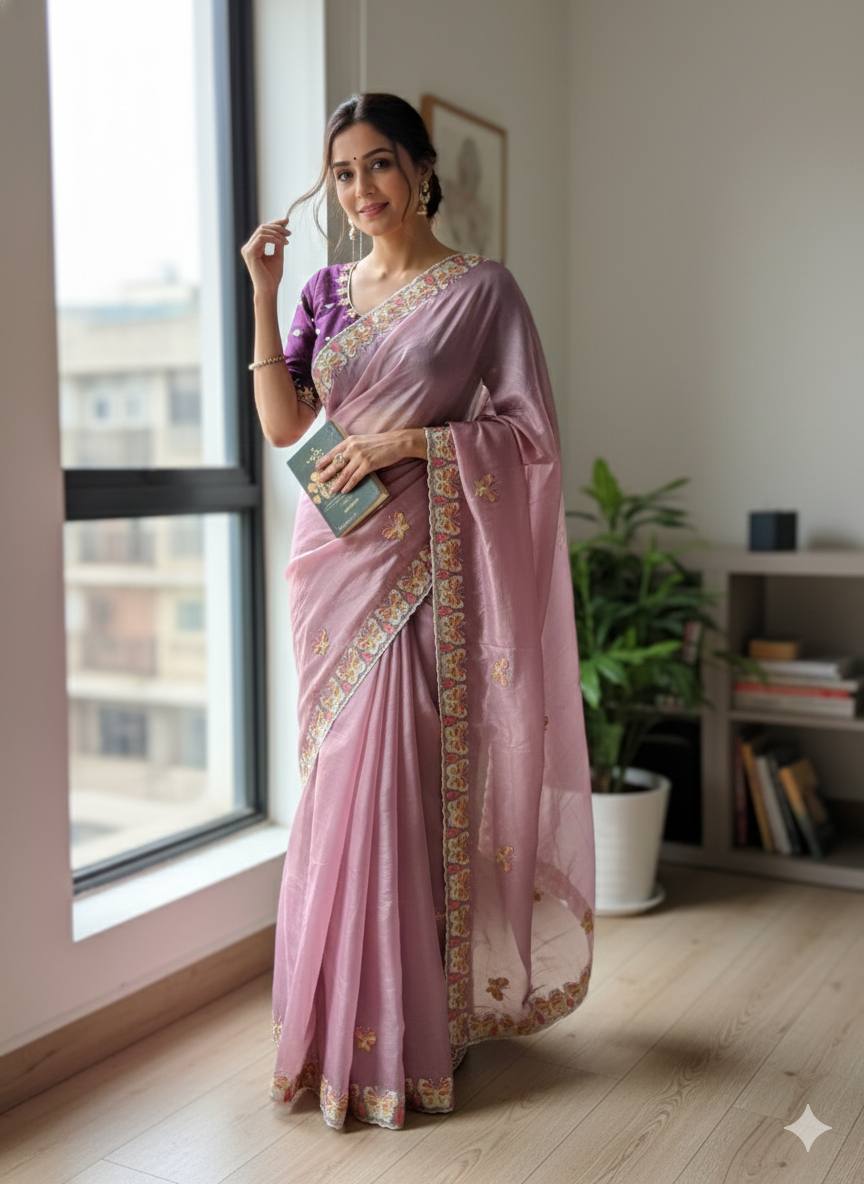 Pastel Organza Saree for Mehendi & Sangeet – Nardev Fashion