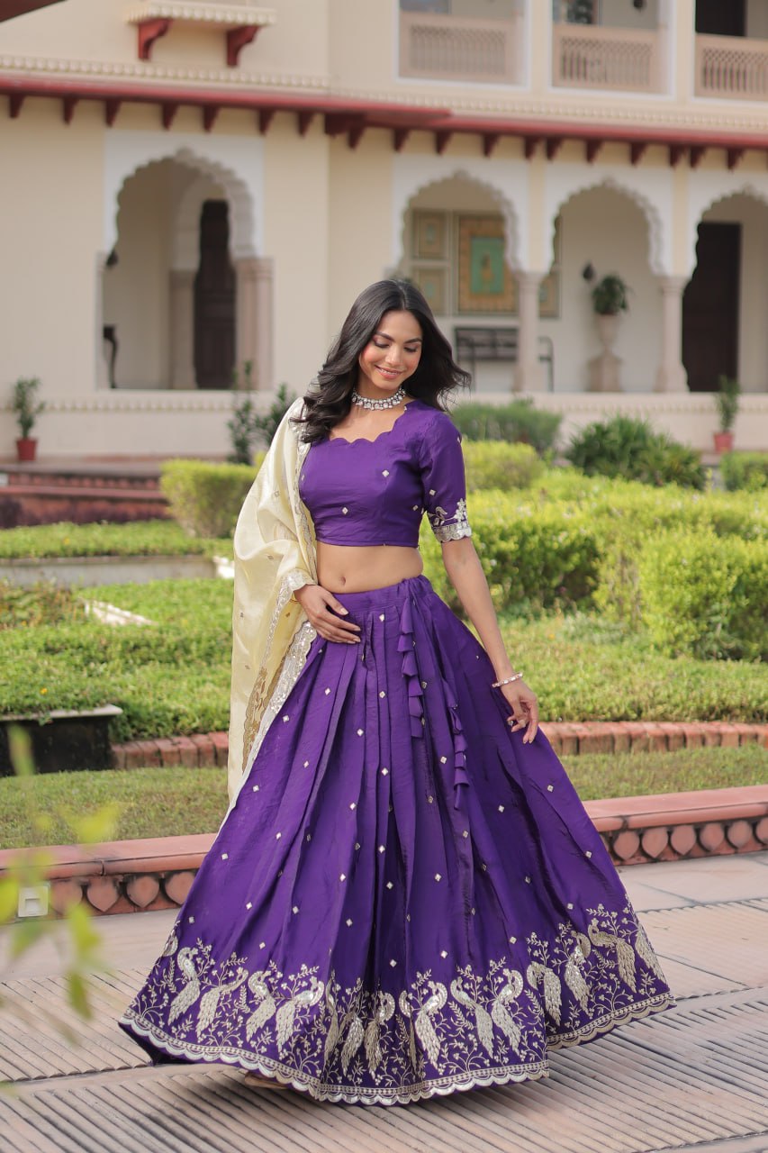 Purple Color Wedding Lehenga Outfits for Sangeet - Mehndi - Baraat