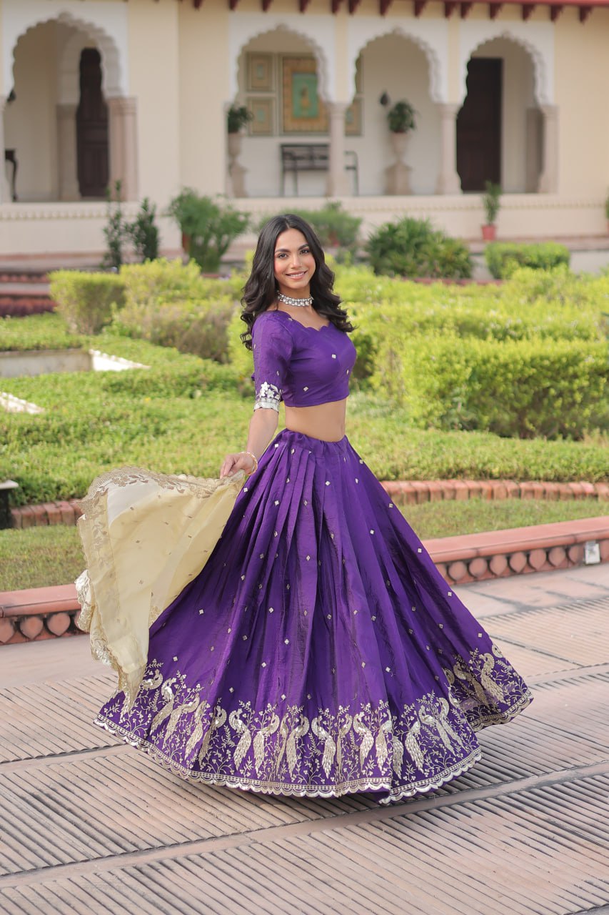 Purple Color Wedding Lehenga Outfits for Sangeet - Mehndi - Baraat