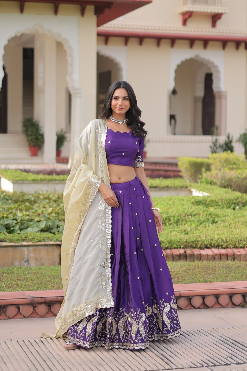 Purple Color Wedding Lehenga Outfits for Sangeet - Mehndi - Baraat