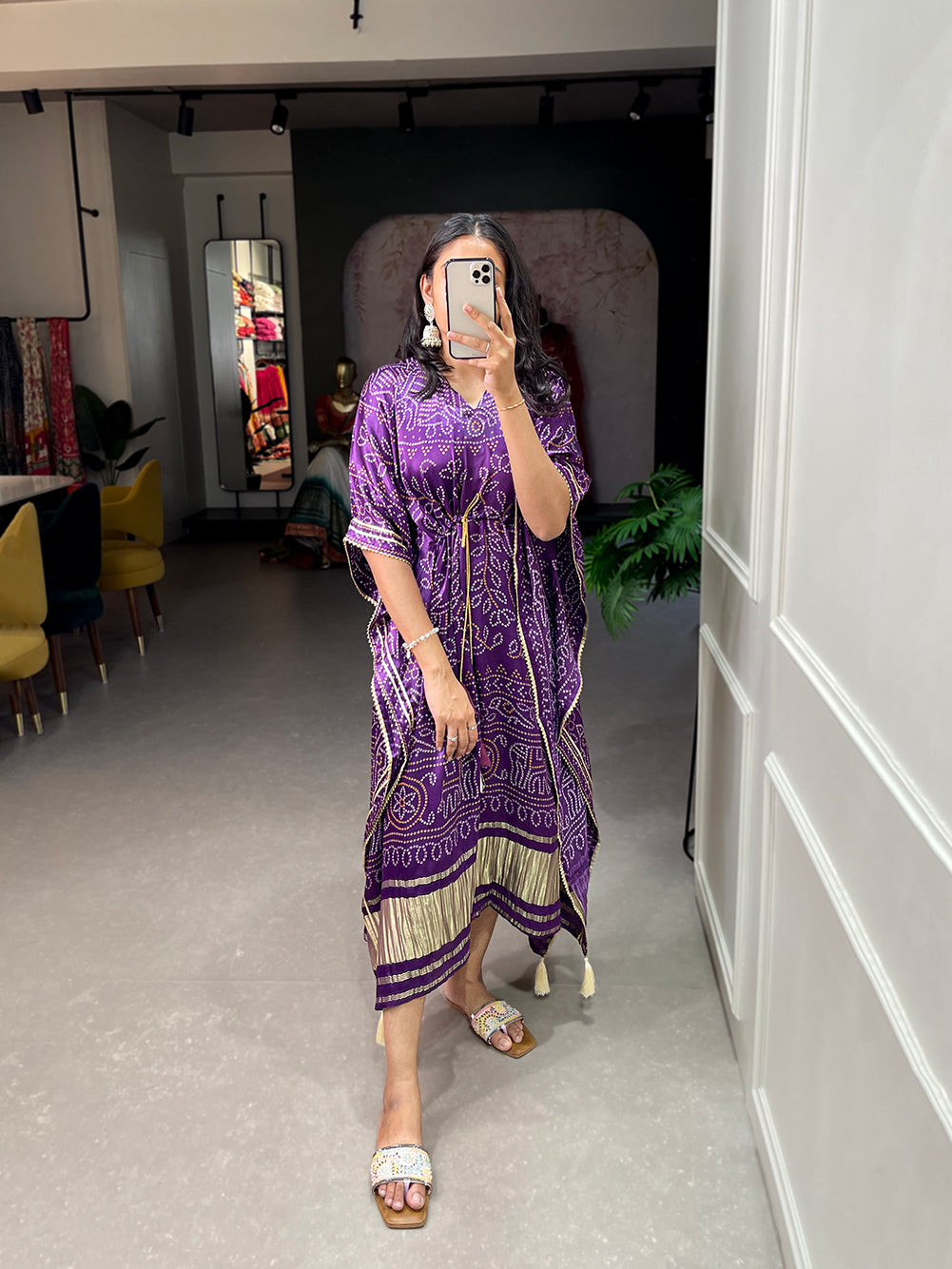 Purple Pure Gajji Silk Kaftan