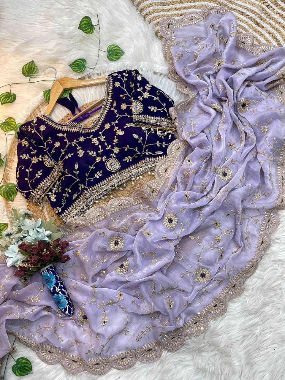 Purple Saree for Sangeet Functions in Weddings | Nardev Fashion | Stitched Blouse