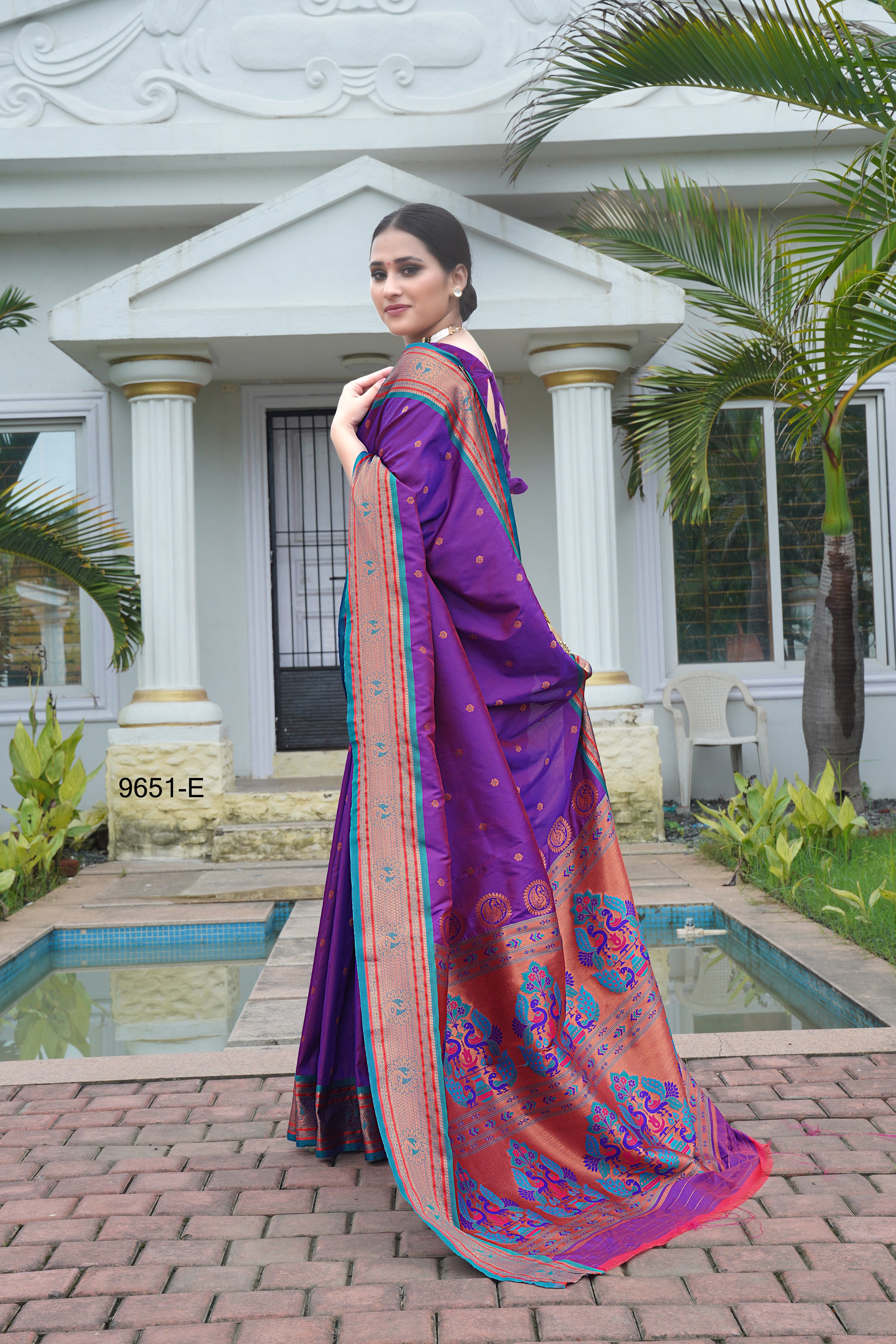 Purple classical Design Soft Silk Paithani Sarees