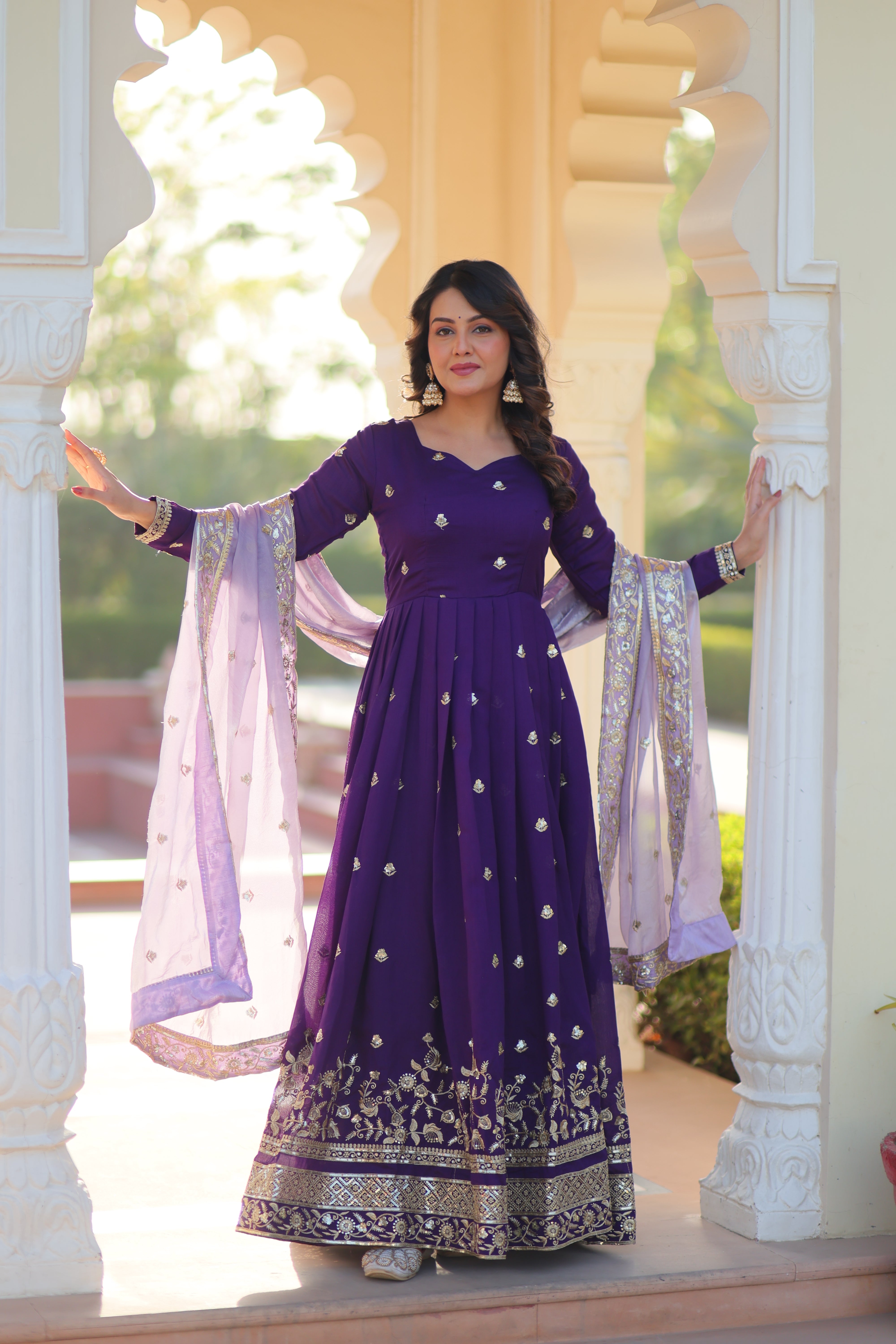 Purplish Color Ethnic Dress for Weddings | Nardev Fashion | M L XL XXL | Pose 6