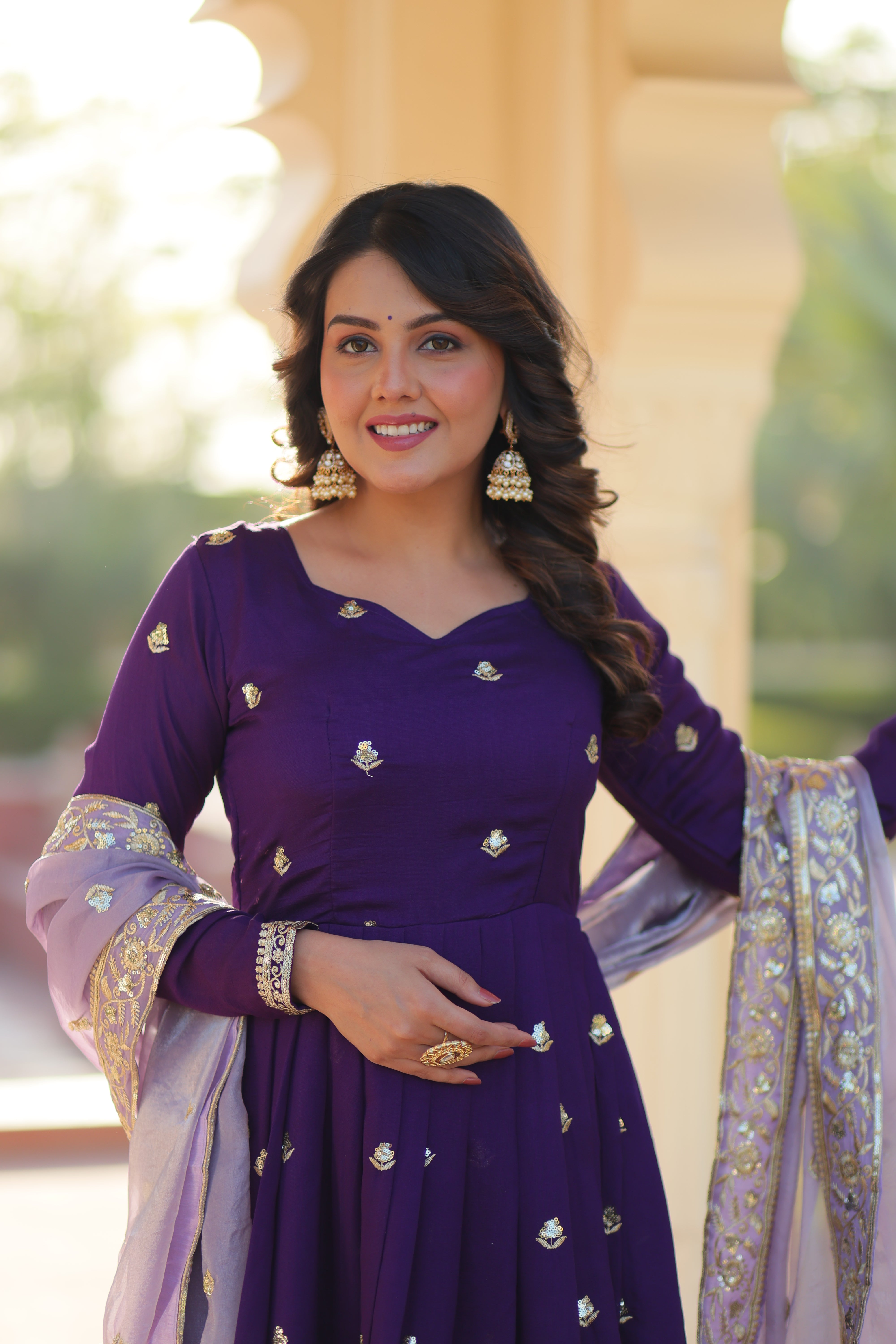 Purplish Color Ethnic Dress for Weddings | Nardev Fashion | M L XL XXL | Pose 7