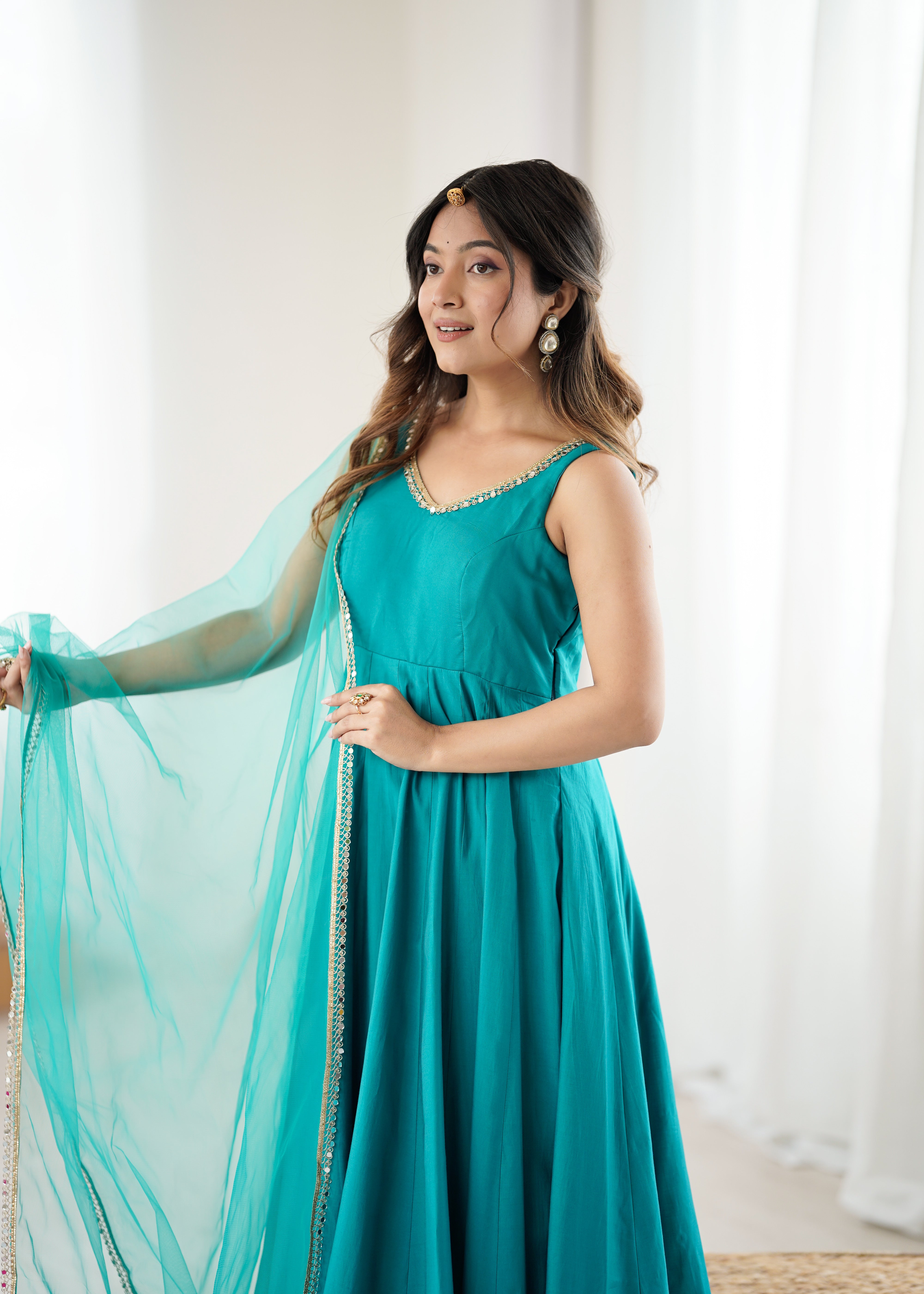 Rama Color Partywear Anarkali Gown Set - Nardev Fashion
