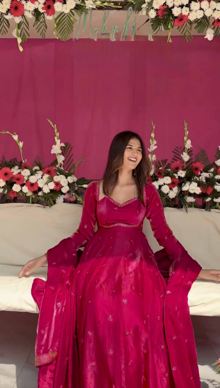 Rani Color Fendy Silk Anarkali Suit | Nardev Fashion