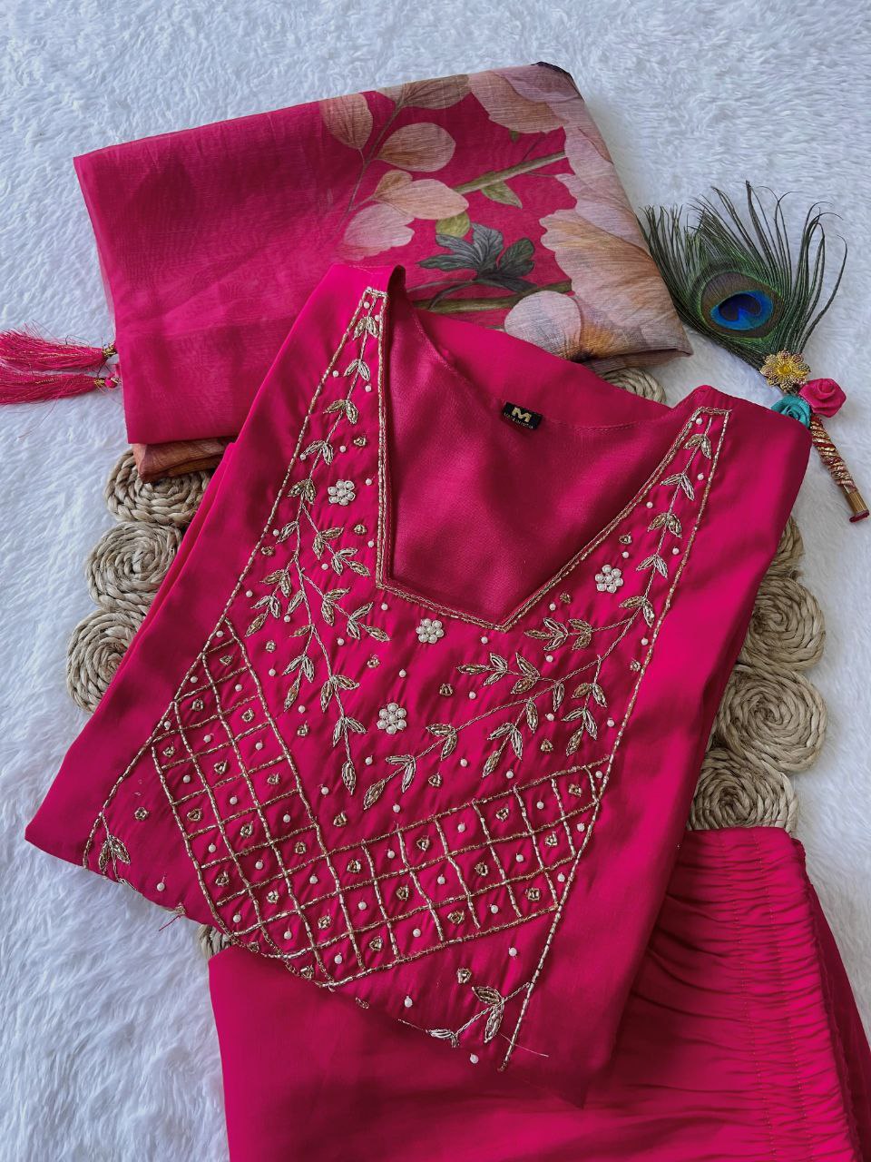 Rani Pink Handwork Kurti