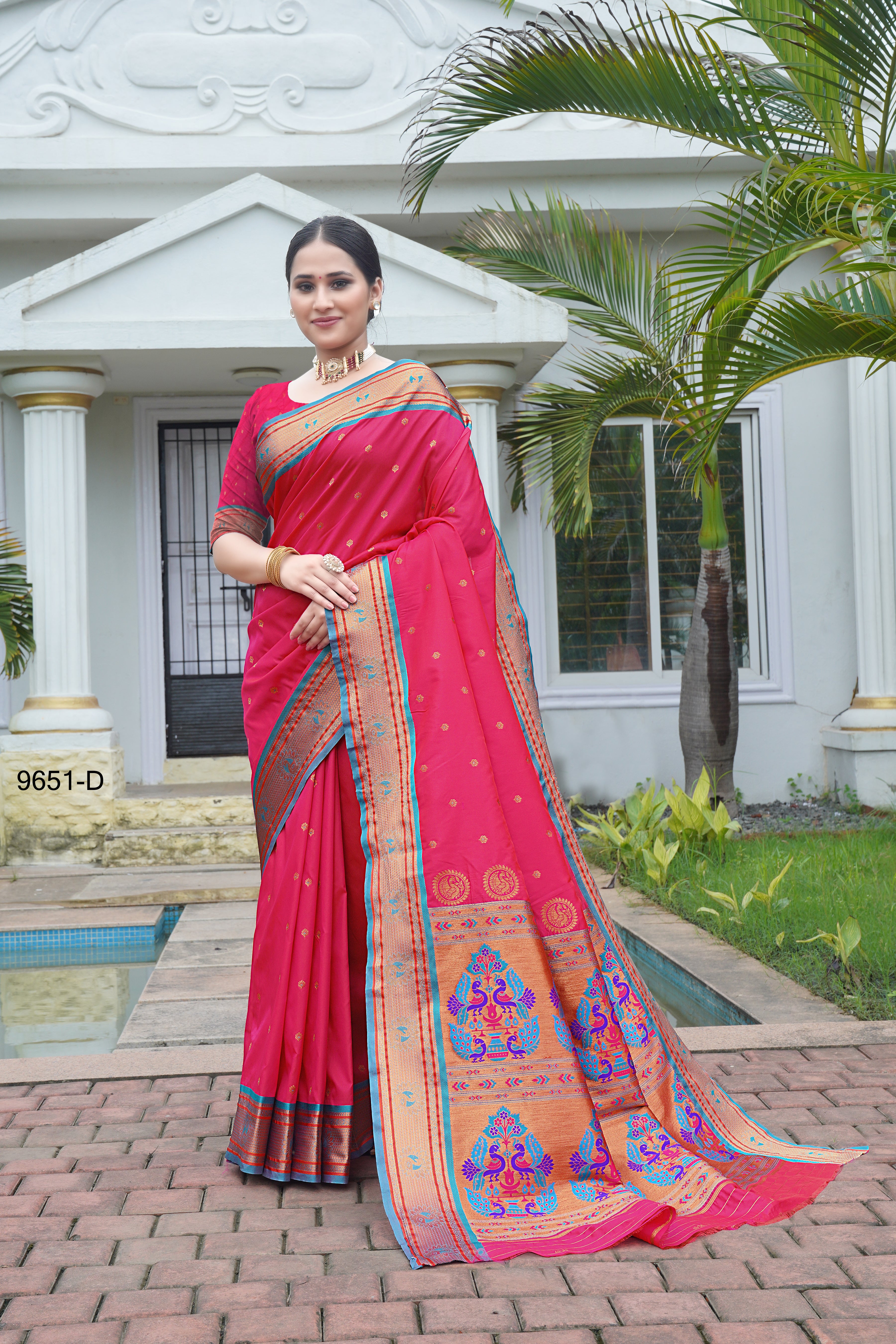 Red classical Design Paithani Sarees