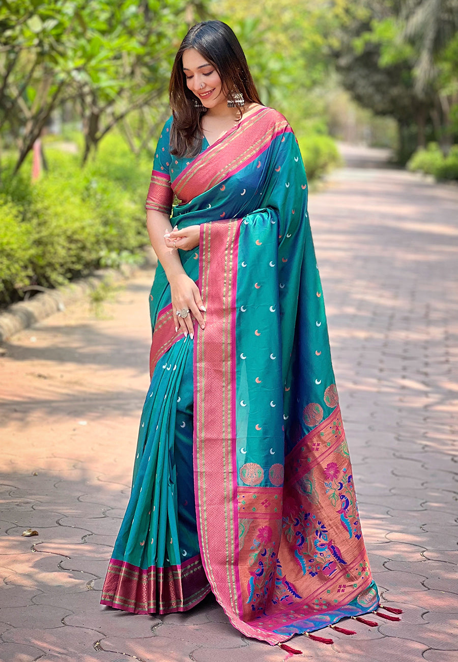 Seagreen Yeola Maharashtrian Paithani sarees