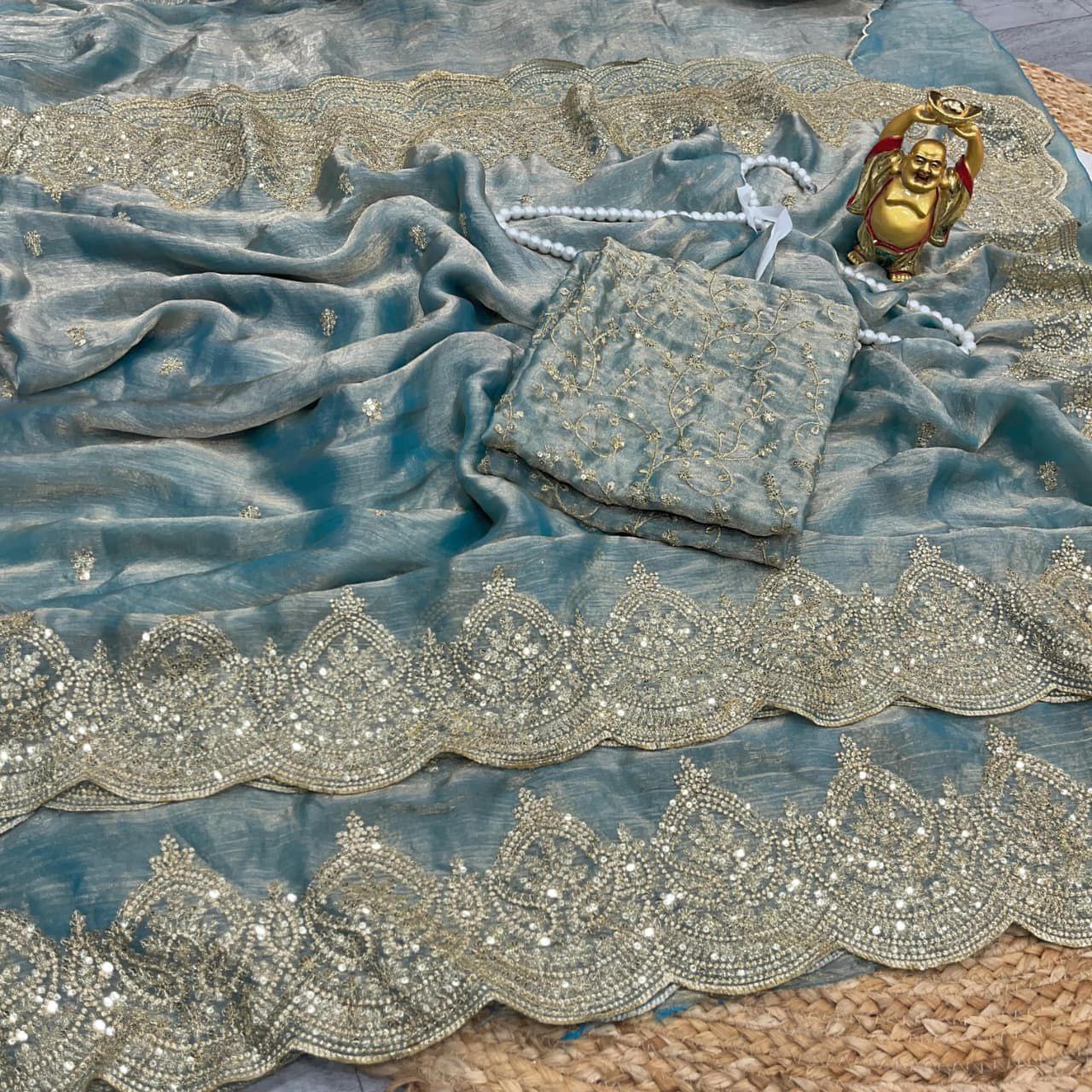Sky Lightweight Elegant and Beautifully Crafted Saree | Nardev Fashion