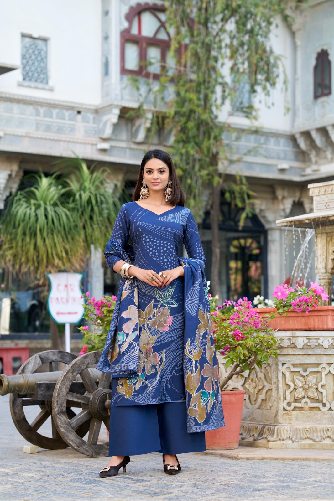 Sky Roman Silk Readymade Ladies Salwar Dress