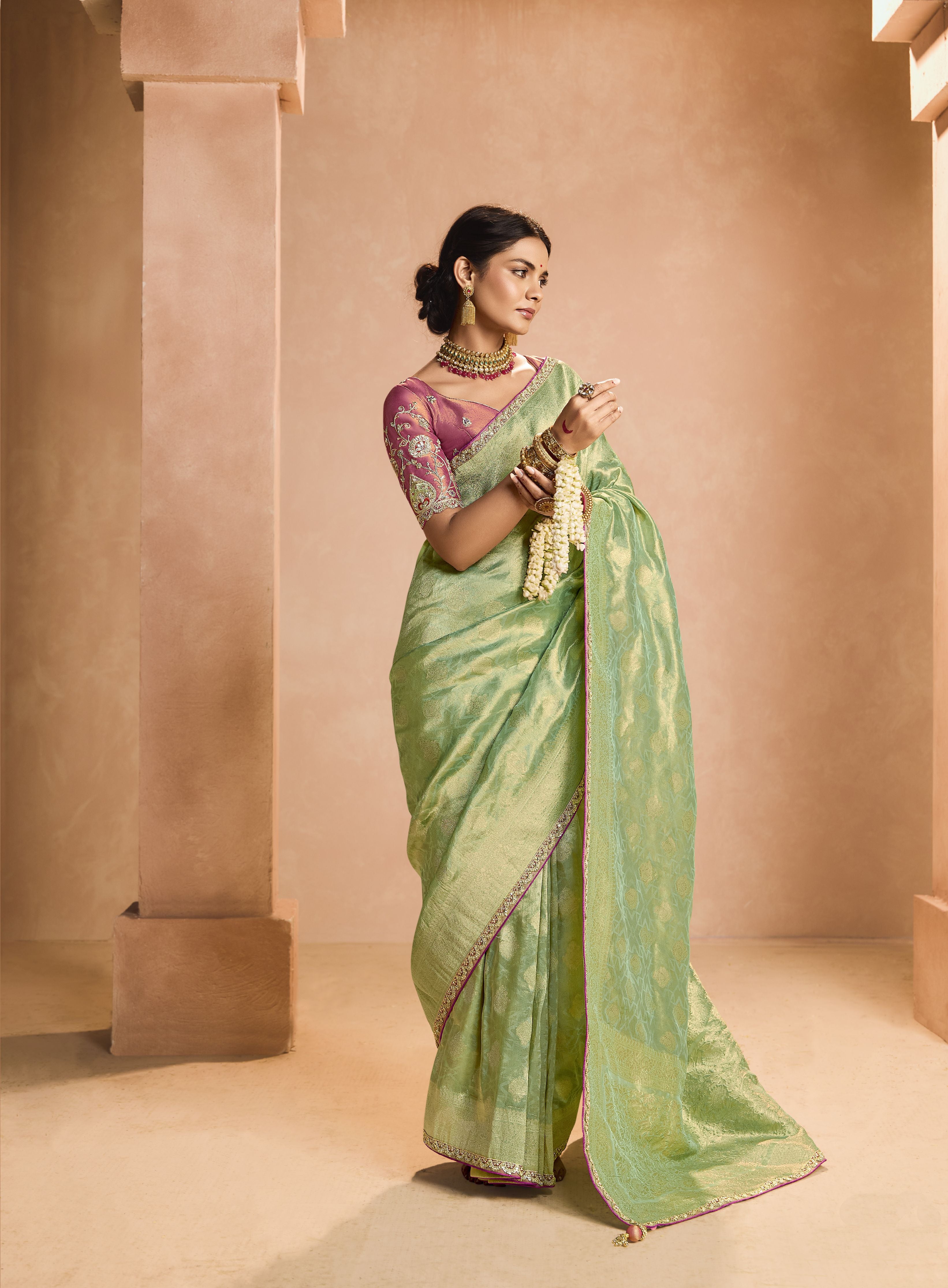 Wedding Wear Heavy Embroidery Silk Saree