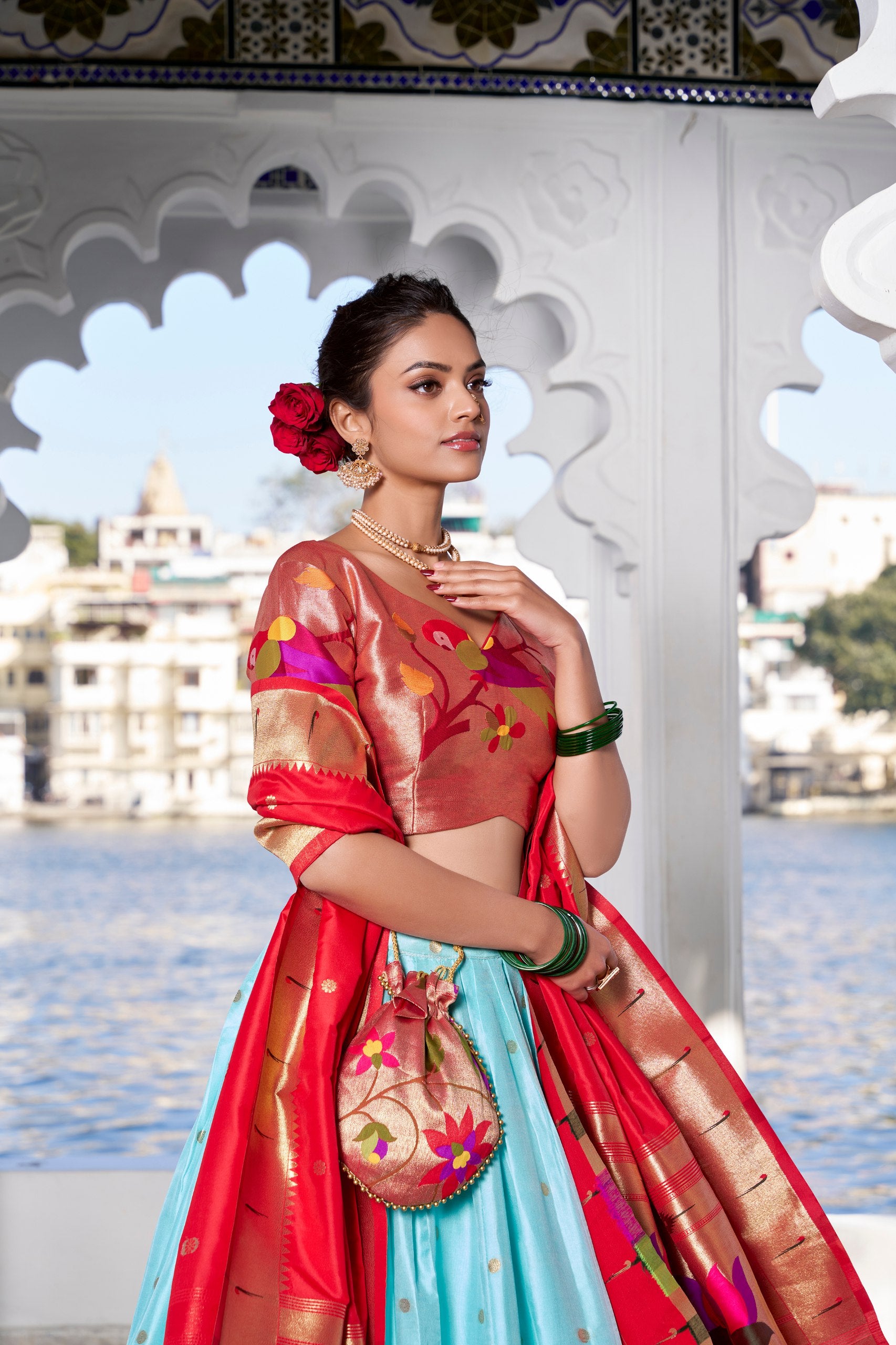 Wedding Wear Jacquard Silk Paithani Lehenga Choli