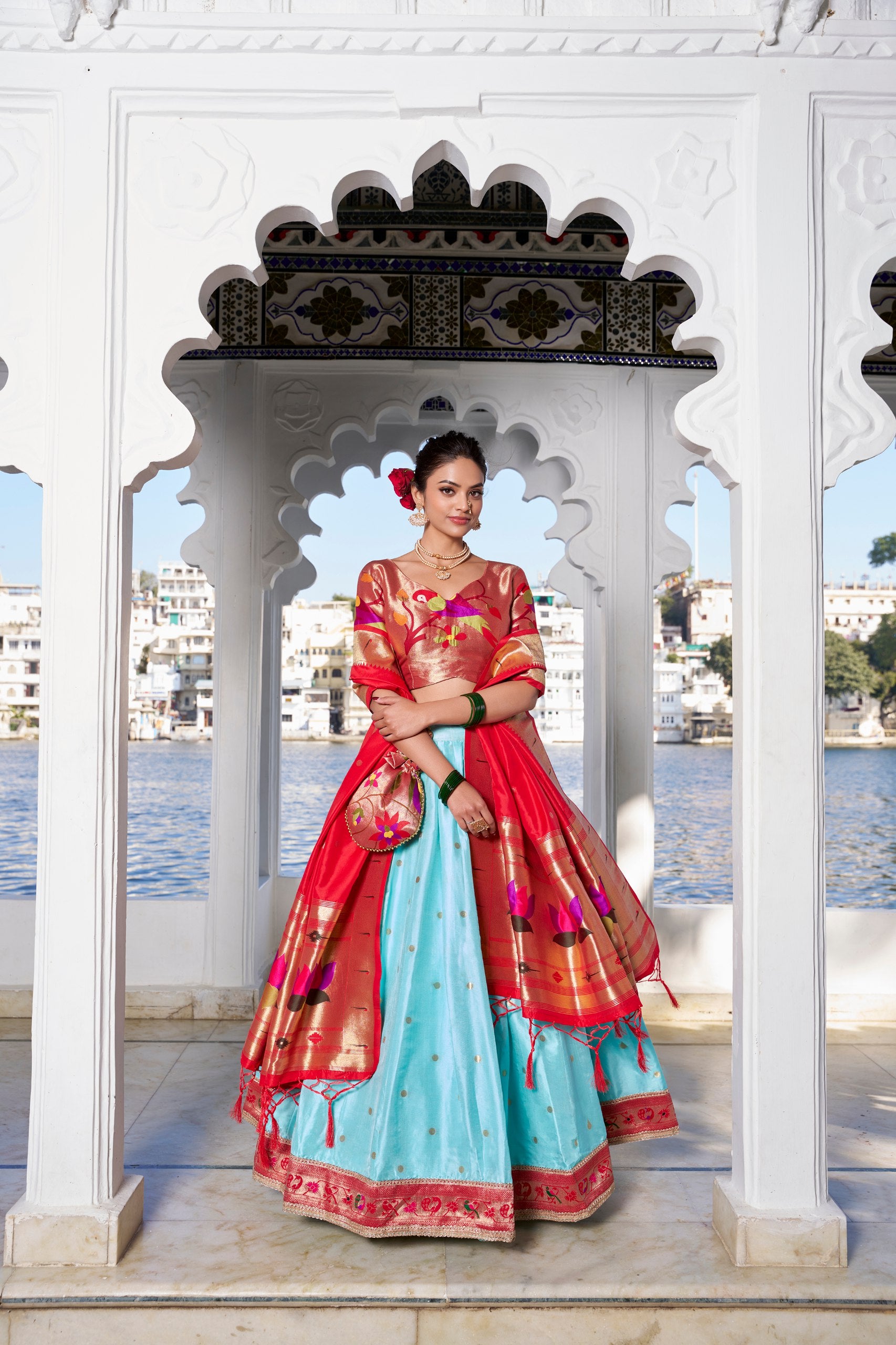 Wedding Wear Jacquard Silk Paithani Lehenga Choli