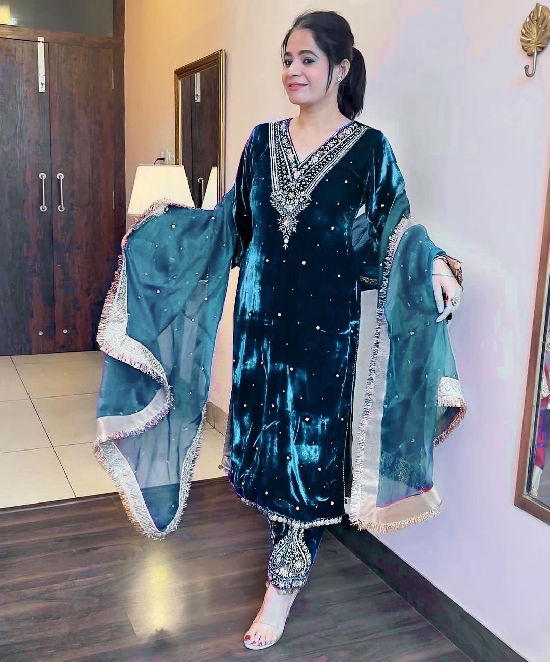 Rama Pakistani Velvet Suit | Ready to Wear