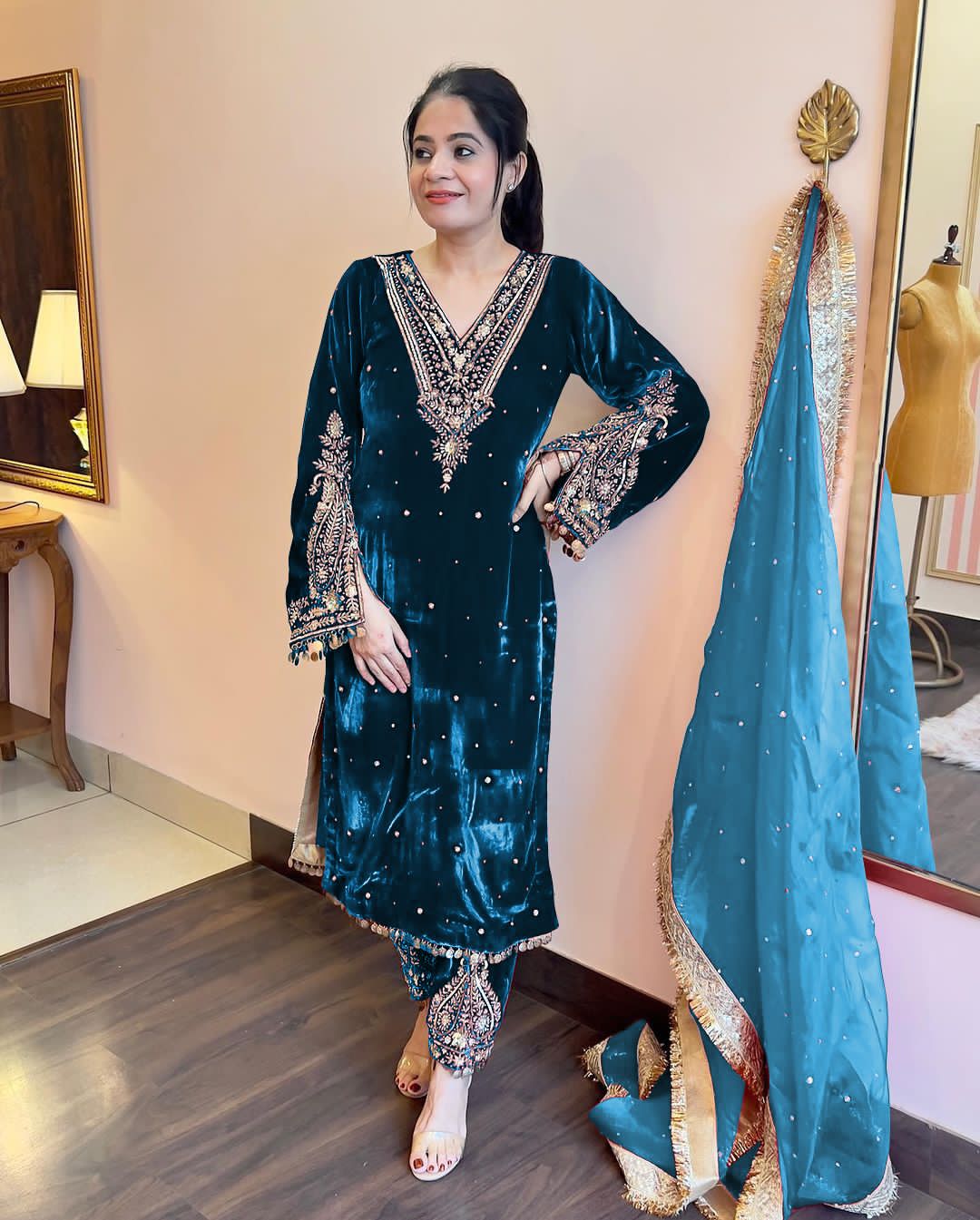 Rama Pakistani Velvet Suit | Ready to Wear