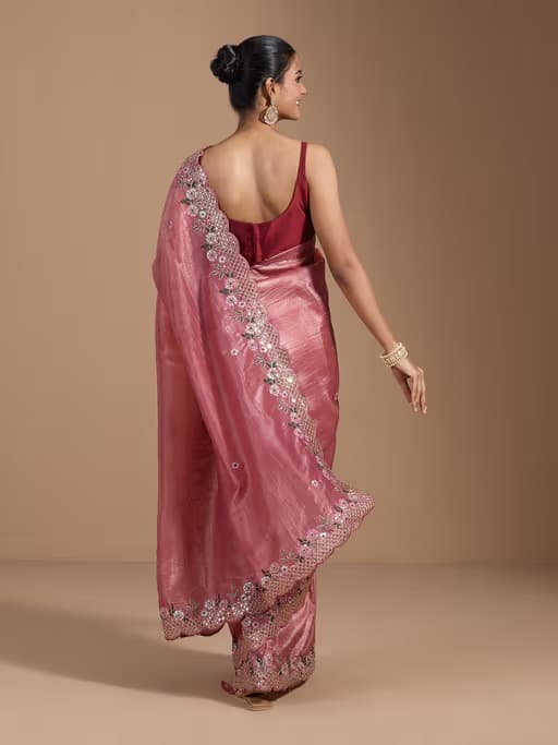 Onion Pink Wedding Gold Crush Saree