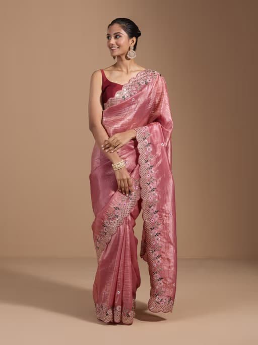 Onion Pink Wedding Gold Crush Saree