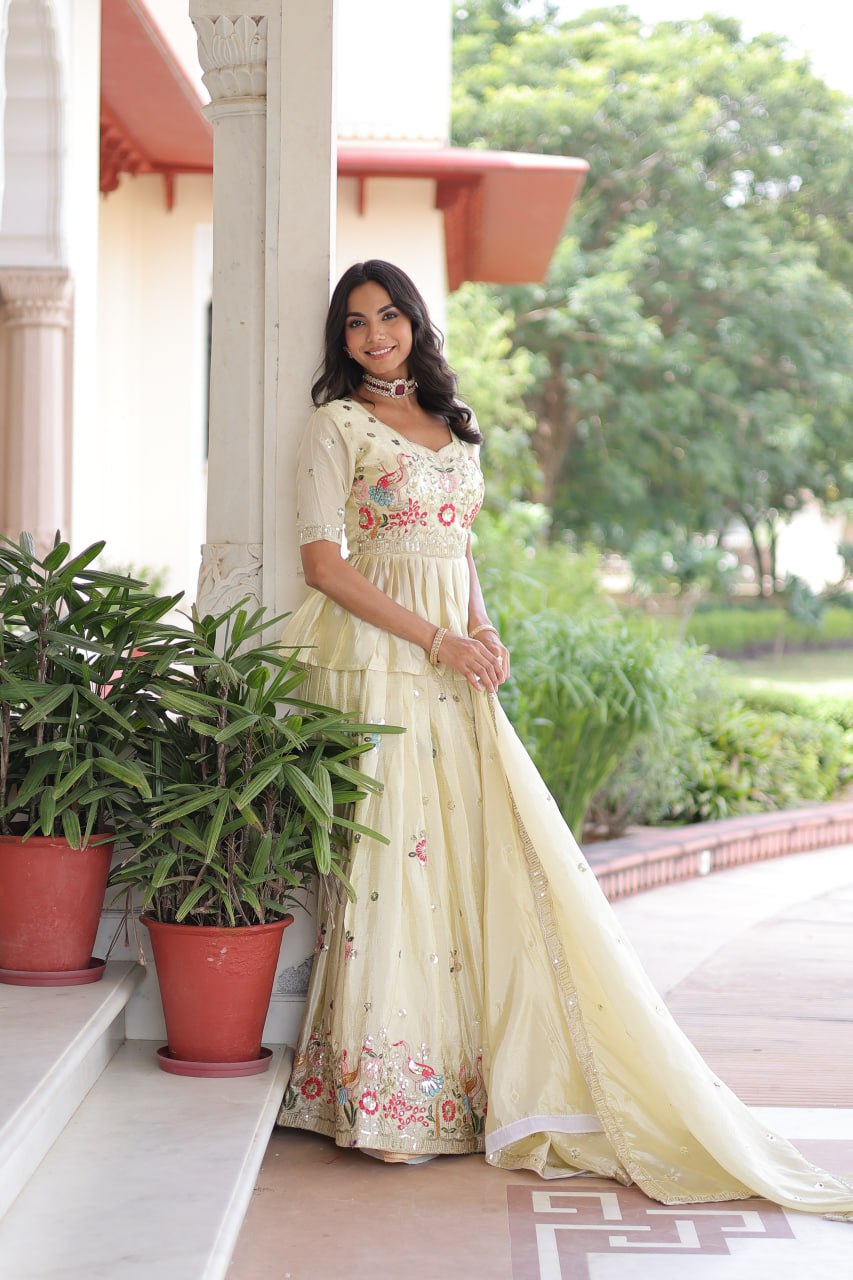 White Wedding Outfits - Lehenga Choli Set for Sangeet - Haldi - Mehendi