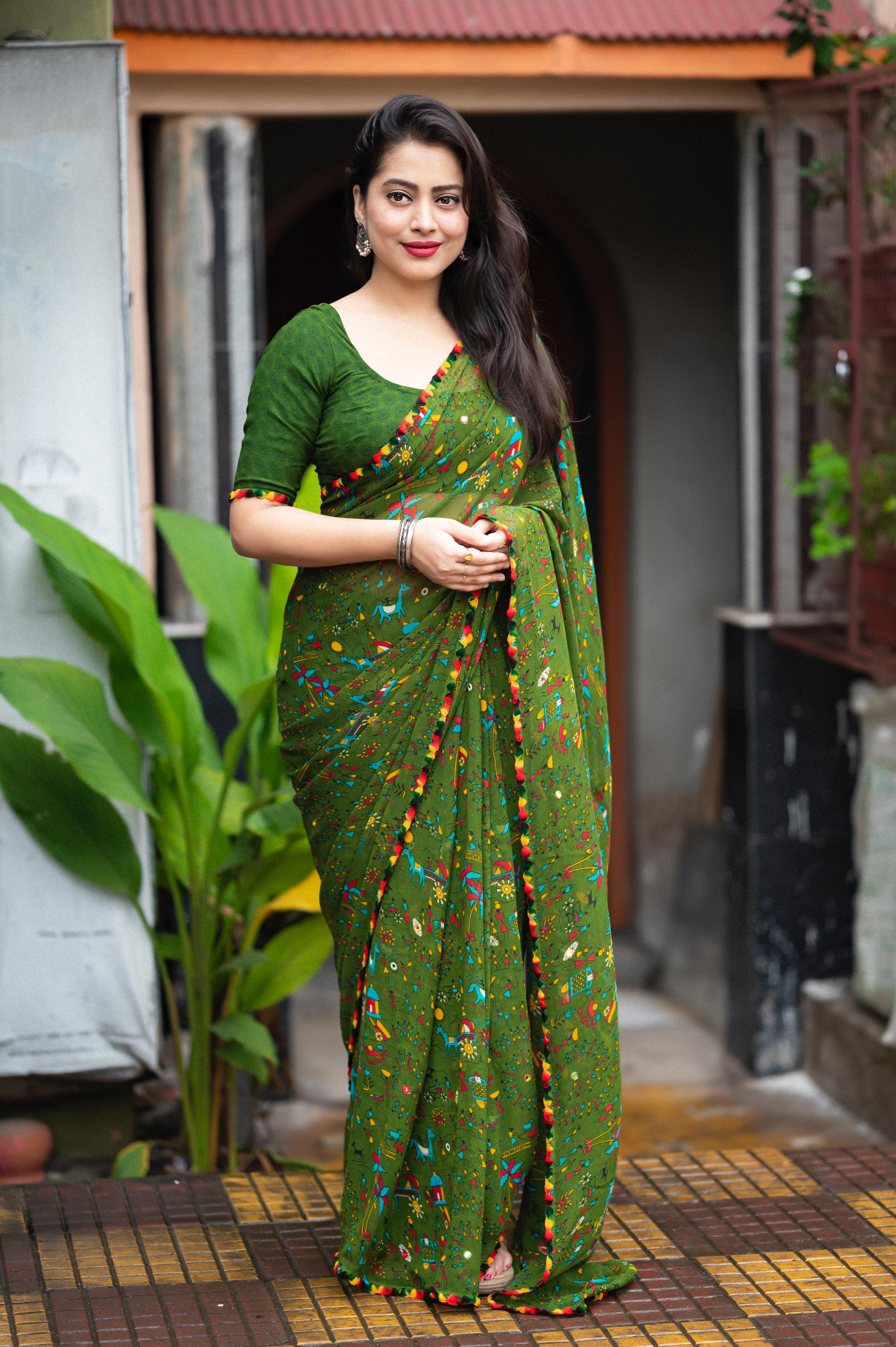 Worli Printed Soft Georgette Saree