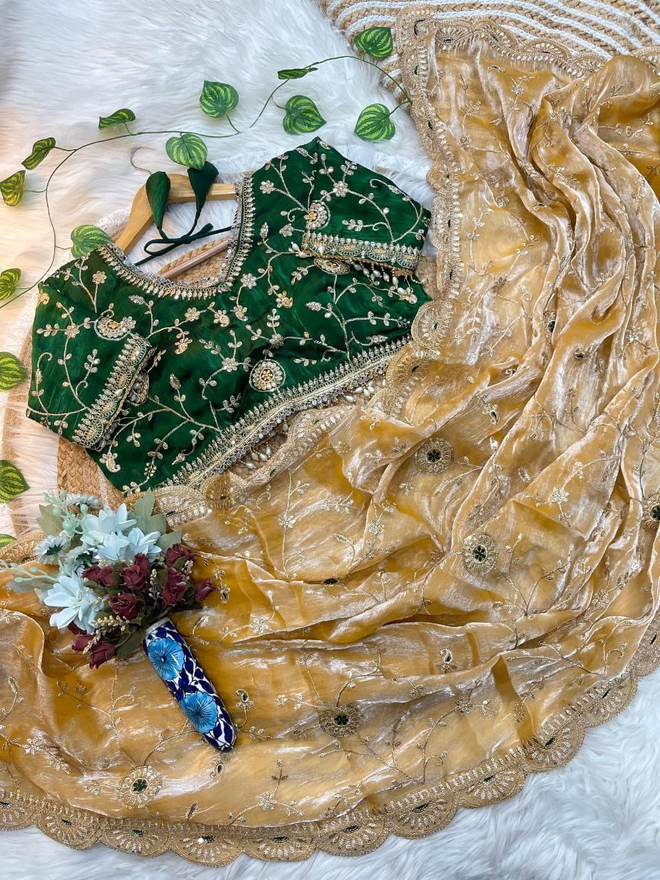 Yellow Color Saree for Haldi Functions in Weddings | Nardev Fashion | Stitched Blouse