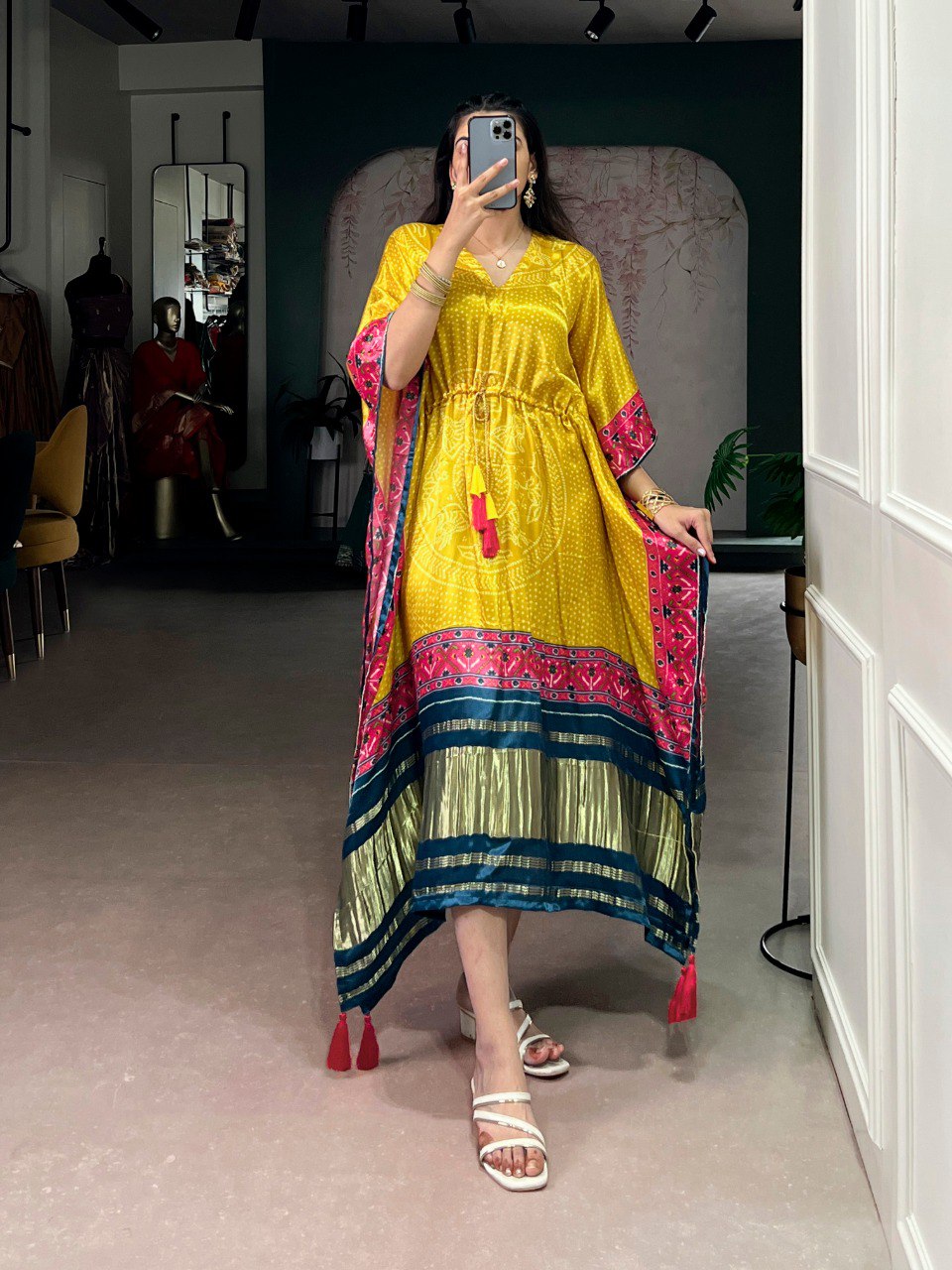 Yellow Pure Gajji Silk Premium Kaftan | Nardev Fashion