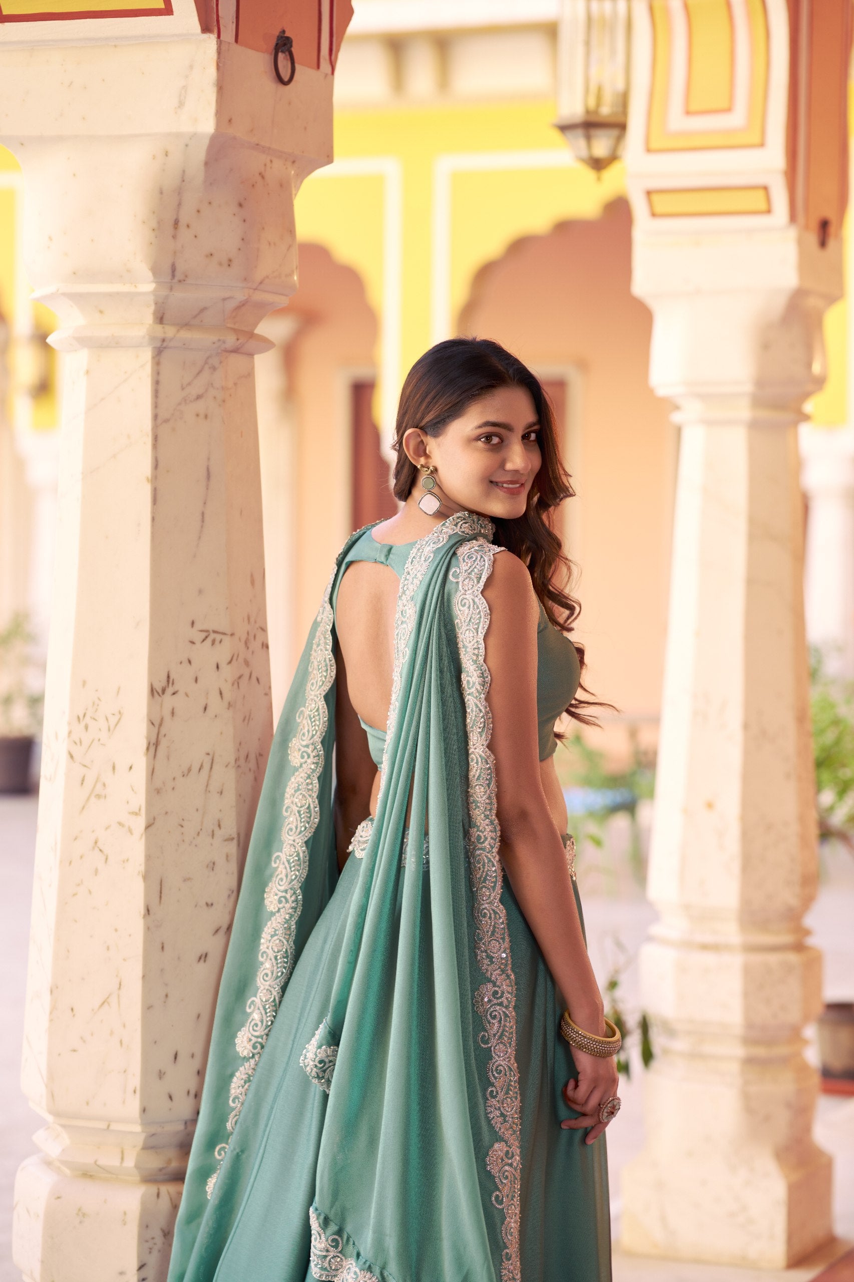 SeaGreen Regal Mist DesignerLehenga Choli with Dupatta | Nardev Fashion | Partywear