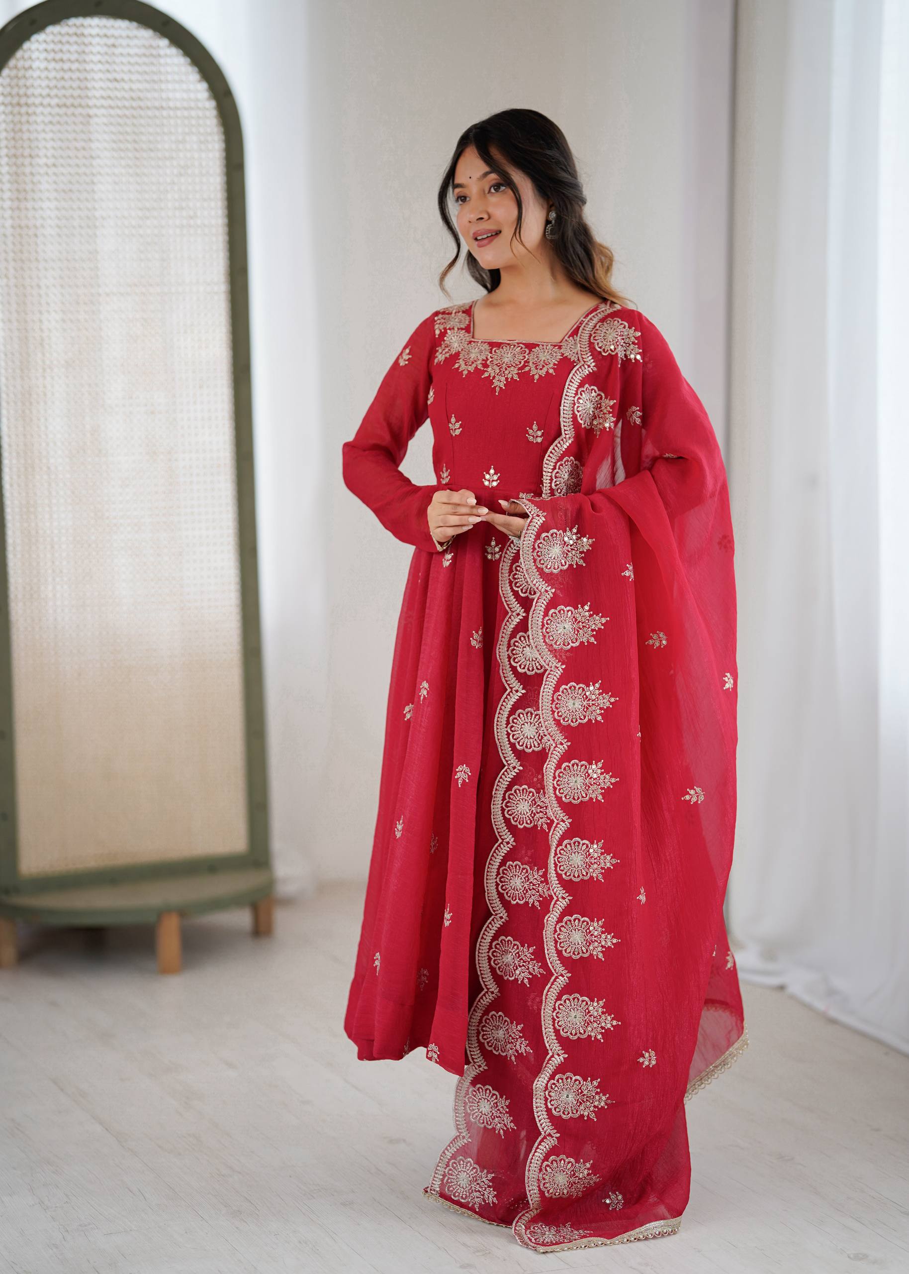 Elegant Embroidered Sequence Designer Anarkali Set for Women | Ready to Wear 3 Piece Suit