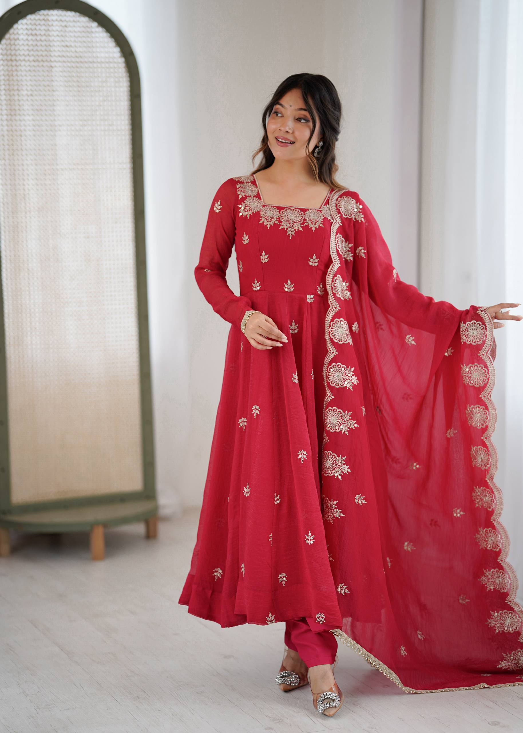 Elegant Embroidered Sequence Designer Anarkali Set for Women | Ready to Wear 3 Piece Suit