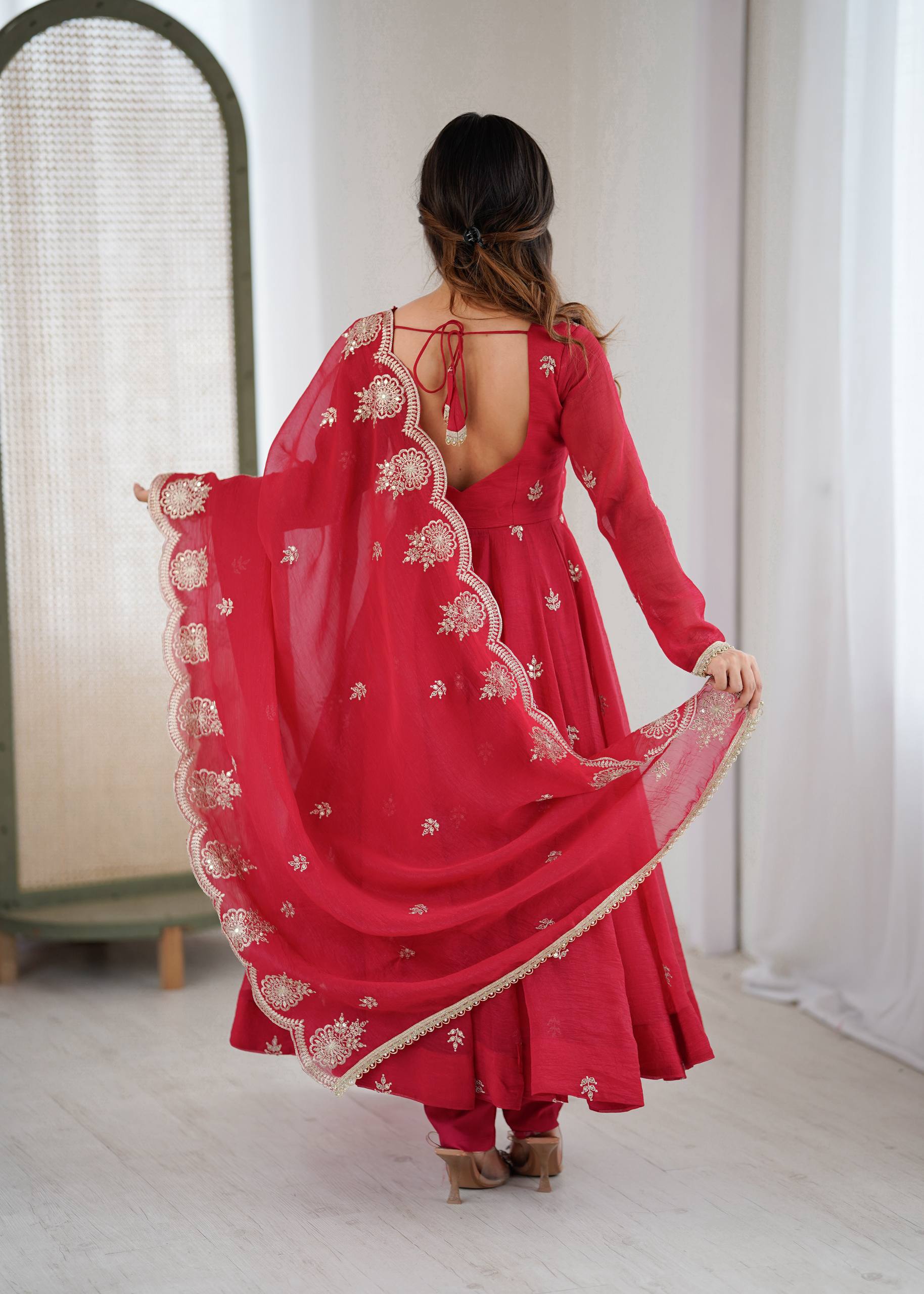 Elegant Embroidered Sequence Designer Anarkali Set for Women | Ready to Wear 3 Piece Suit