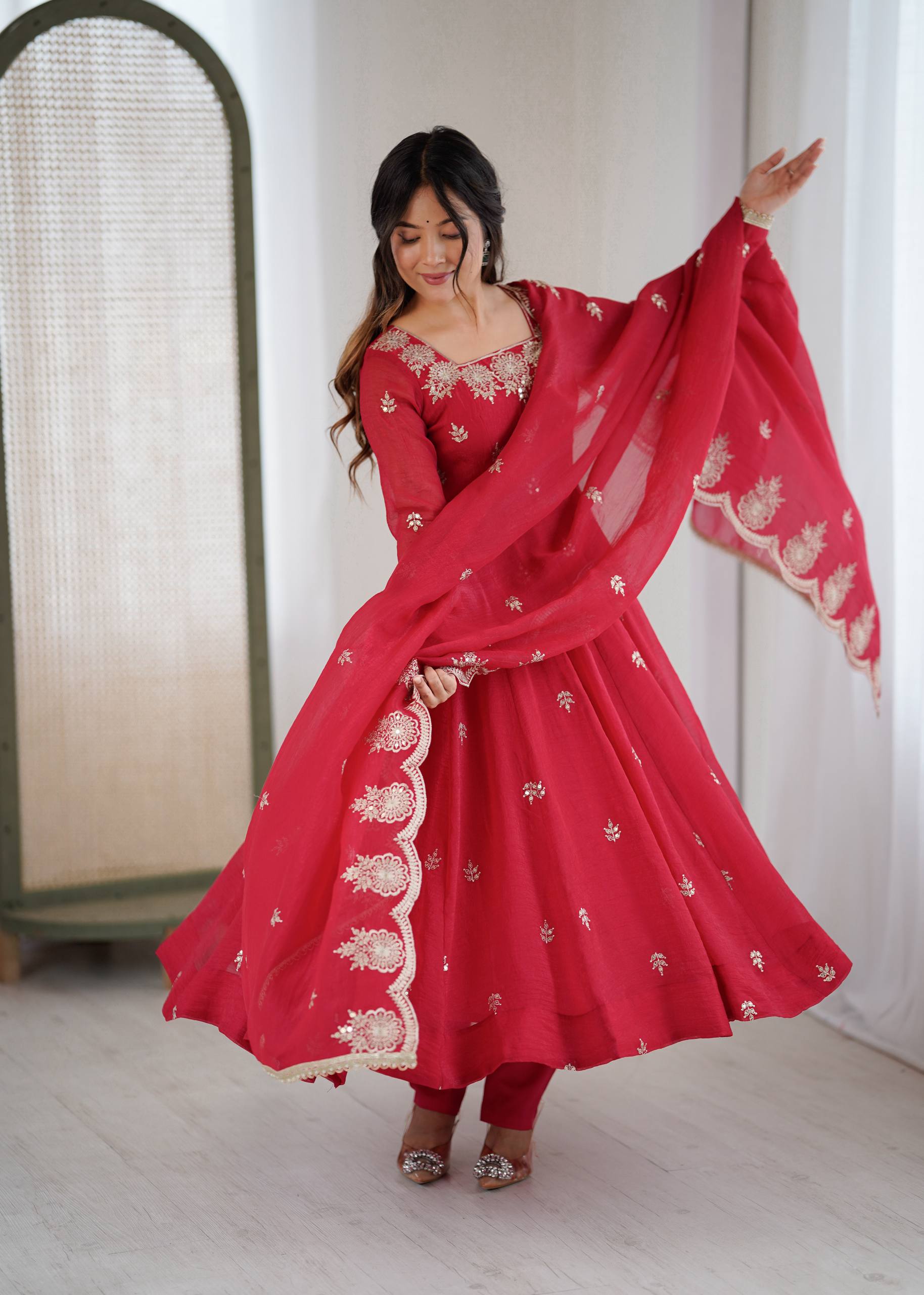 Elegant Embroidered Sequence Designer Anarkali Set for Women | Ready to Wear 3 Piece Suit
