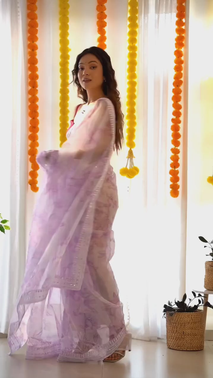 Baby Pink Soft Organza Silk Saree