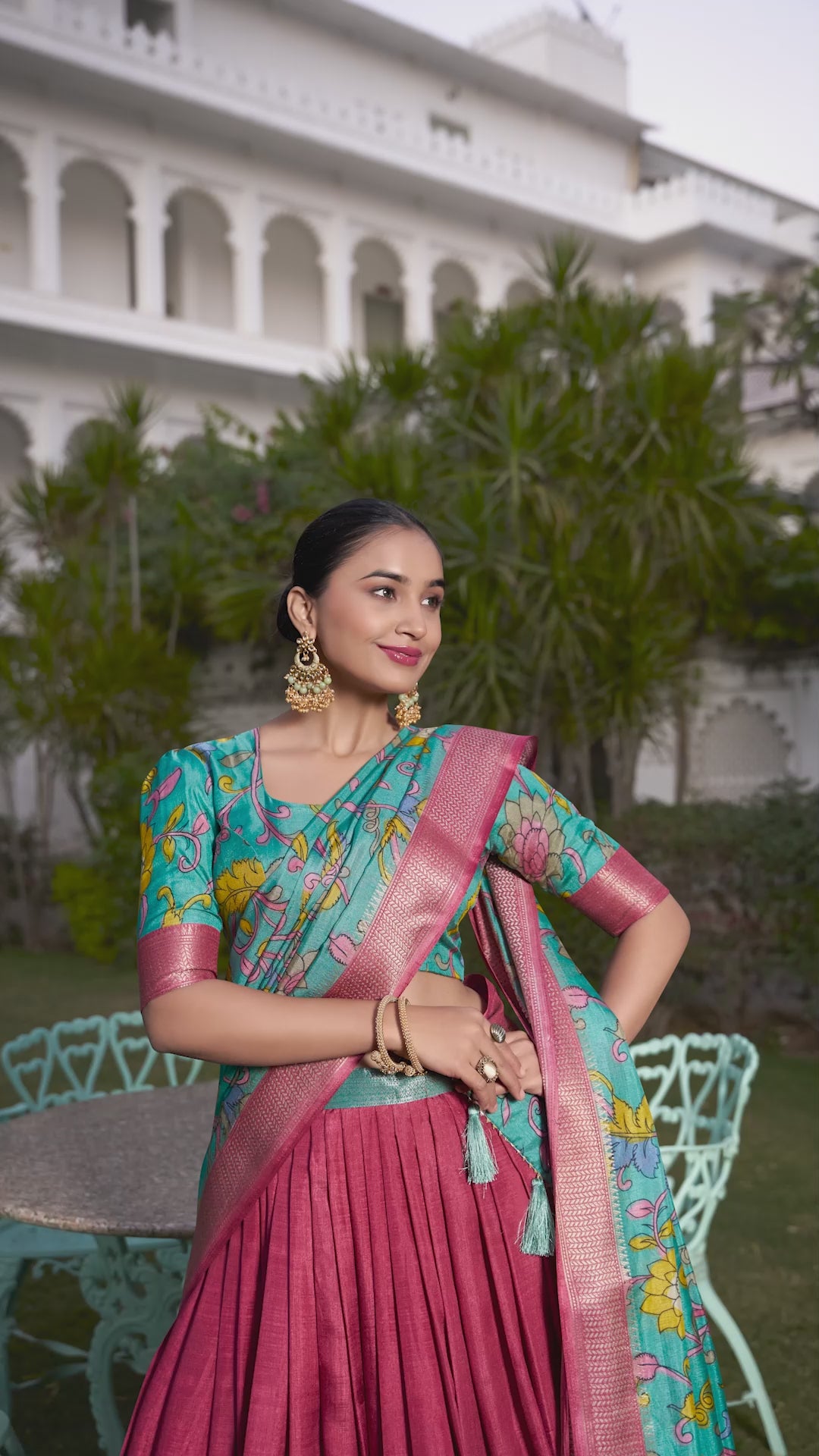 Brown Dola Silk Kalamkari Printed Lehenga Choli