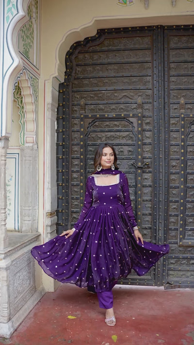 Indigo Color Fendy Silk Designer Suit | Nardev Fashion