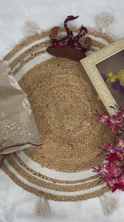 Beige Color Marriage Party Wear Designer Saree | Nardev Fashion