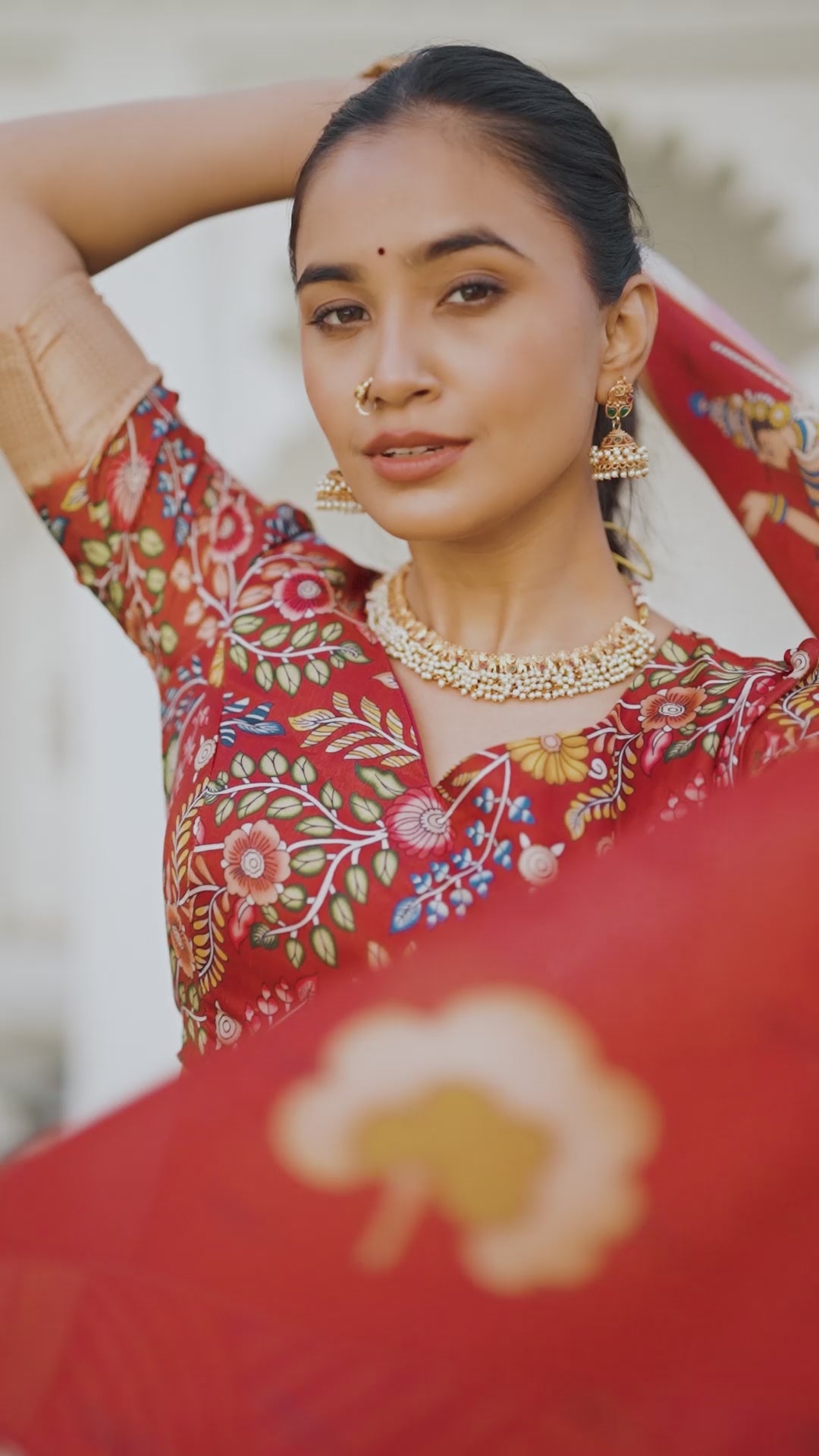 Chiku Color Kalamkari Print Dola Silk Traditional Lehenga Choli